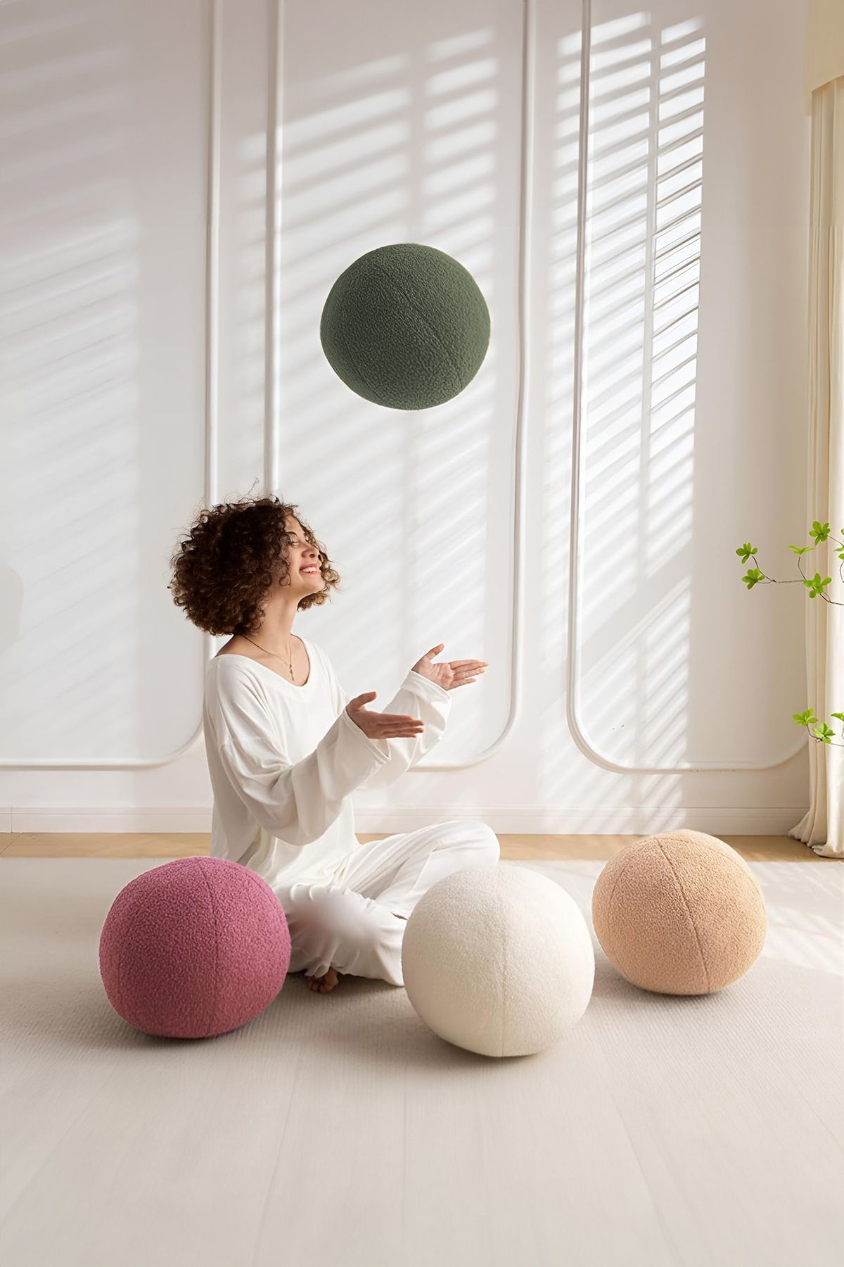 Top Kırlent Yastık - 35 cm Peluş | Teddy | Dekoratif | Şık Tasarım | Yumuşak