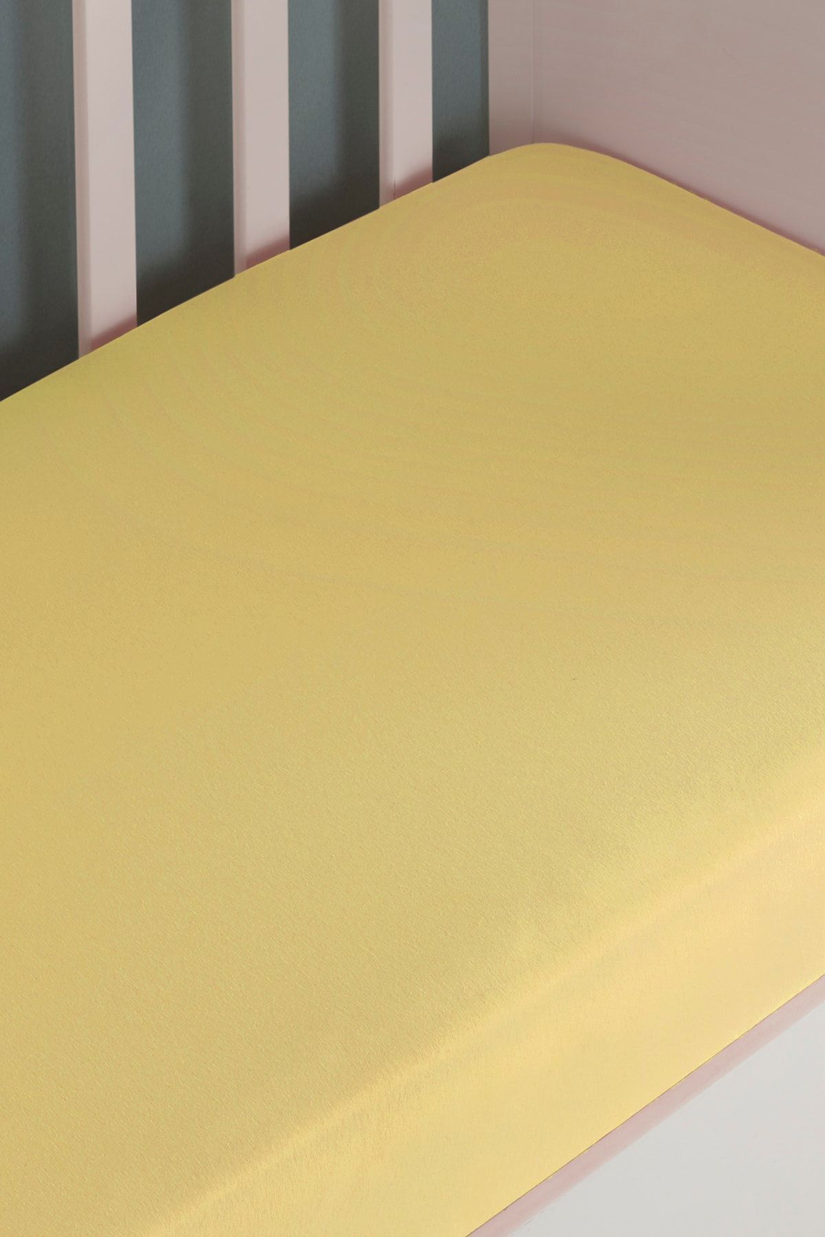 Bebek-çocuk Organik Pamuk Lastikli Penye Çarşaf 60x120 - 70x140 Uyumlu Sarı