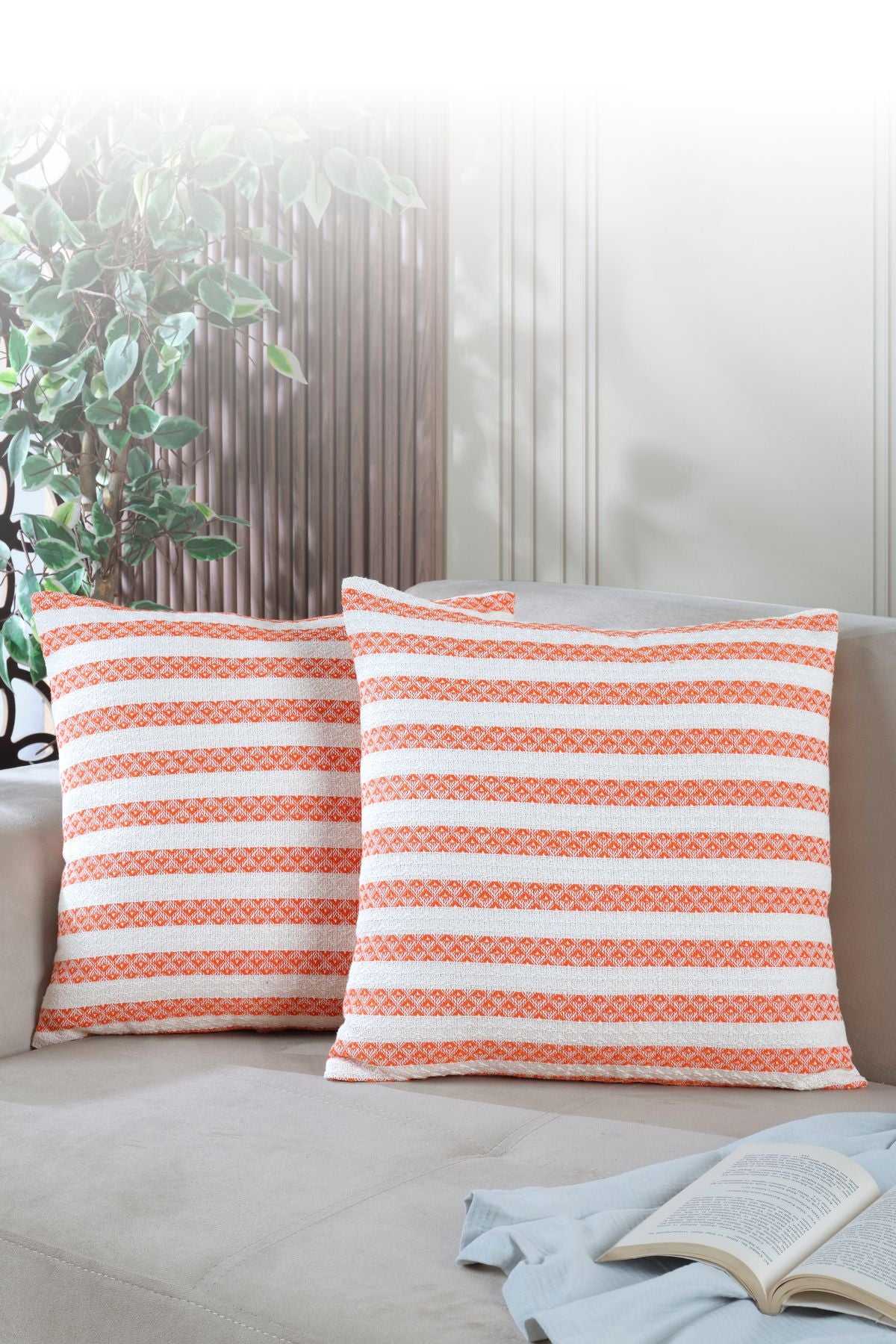 Summer 2'li Kırlent Kılıfı Dekoratif Yastık Kılıfı 45x45 Fermuarlı Yeşil