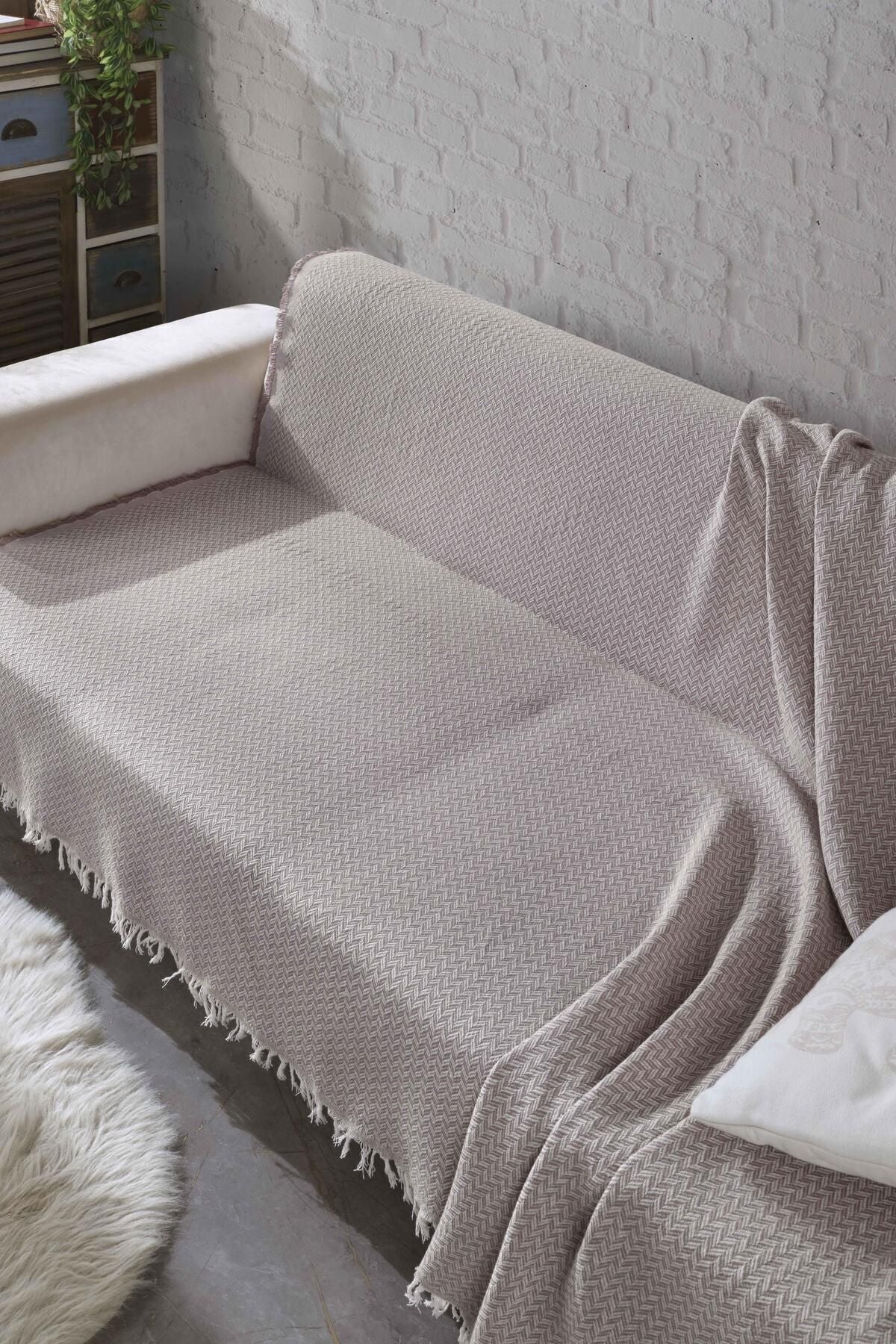 170x210 Zikzak Siyah Koltuk Örtüsü Siyah