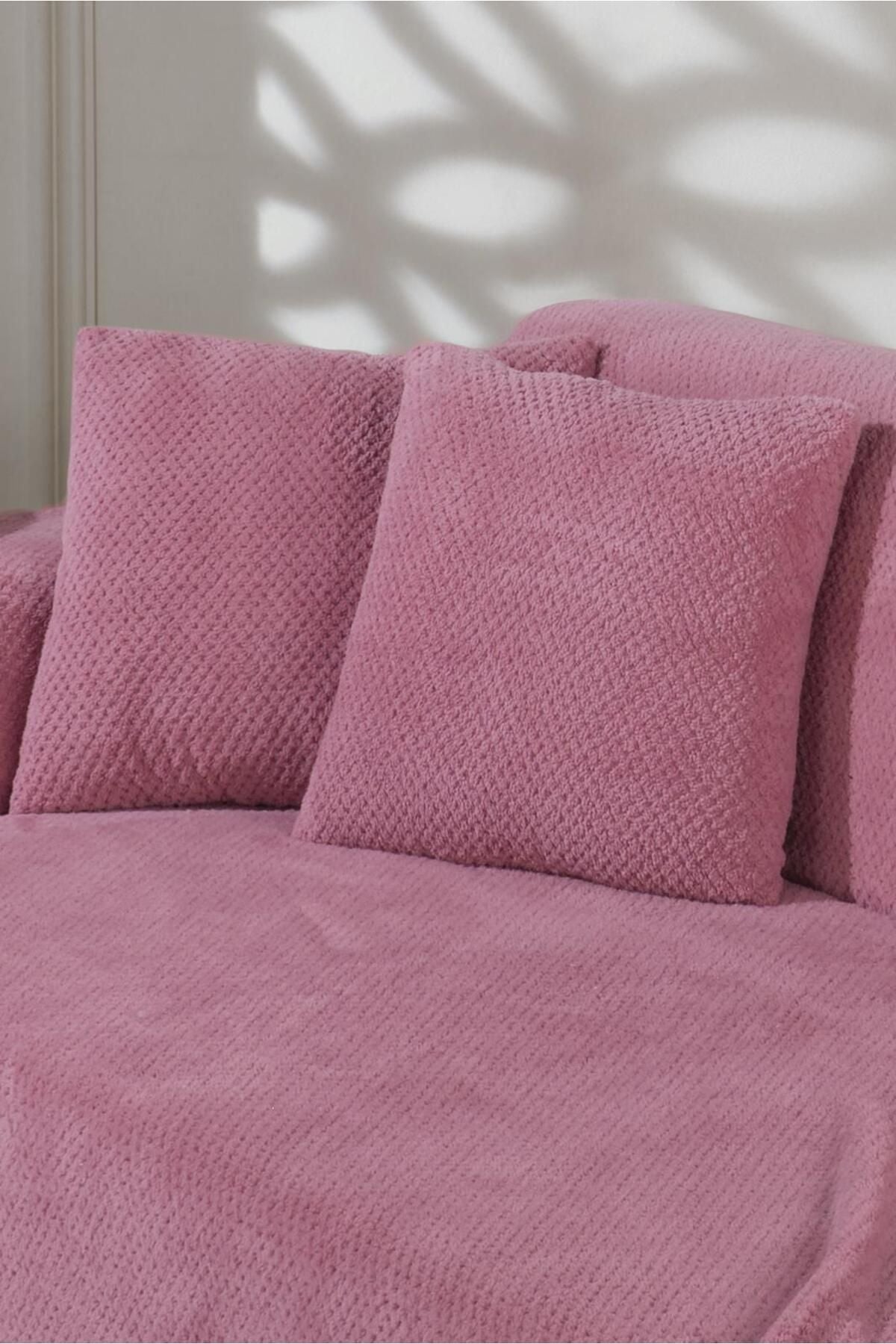 Wellsoft Koltuk Örtüsü Kolları Kaplayan 180x300cm 2 Adet 45x45cm Kırlent Kılıfı Ekru