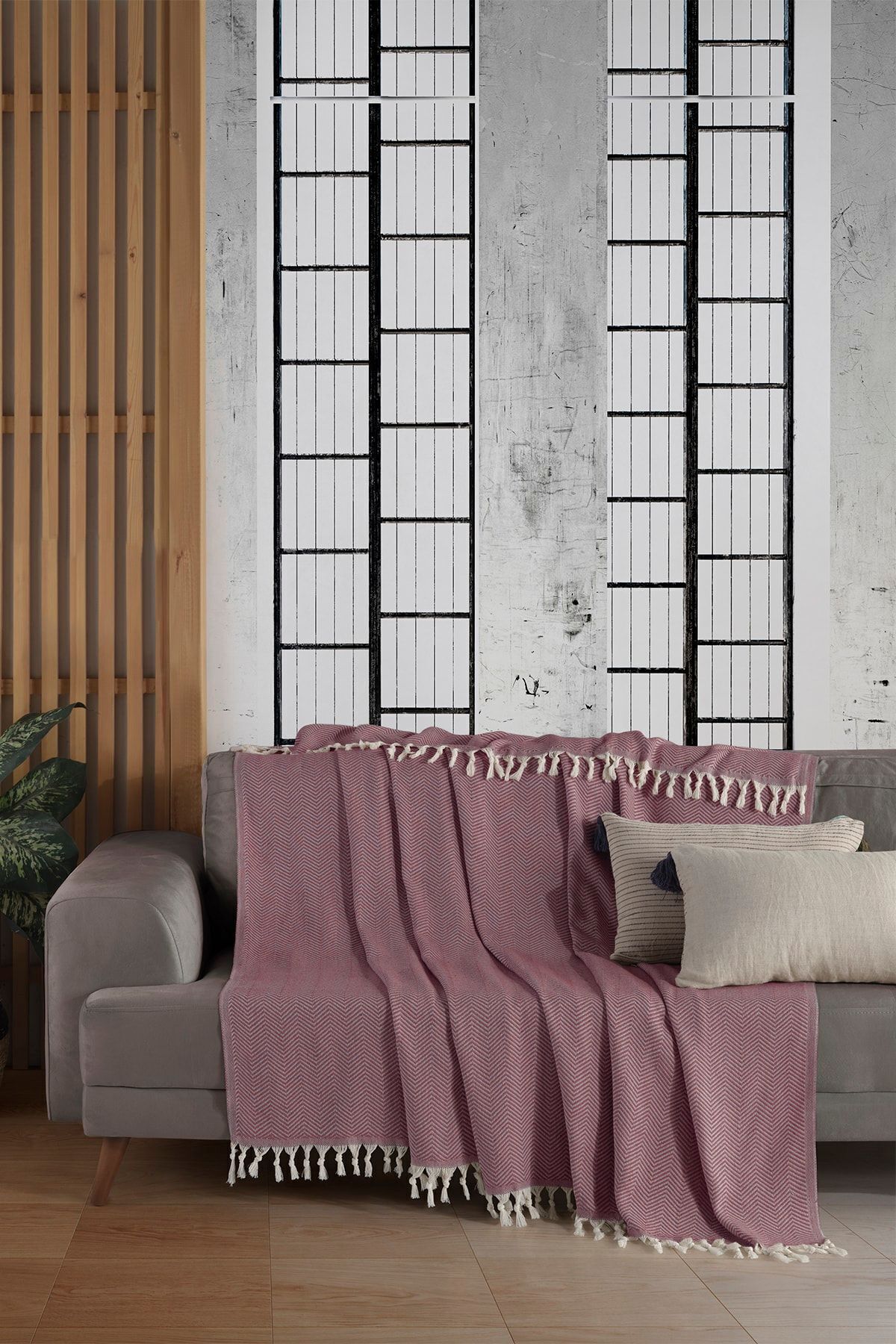 Natural Koltuk Örtüsü Koltuk Şalı 180 x 210 %100 Pamuk Hardal