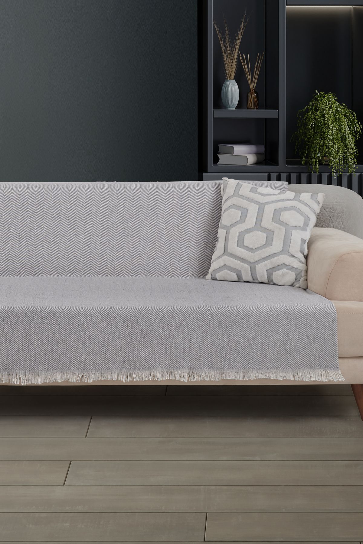 Saçaklı Koltuk Örtüsü | Koltuk Şalı 180x210cm Pamuk Bordo