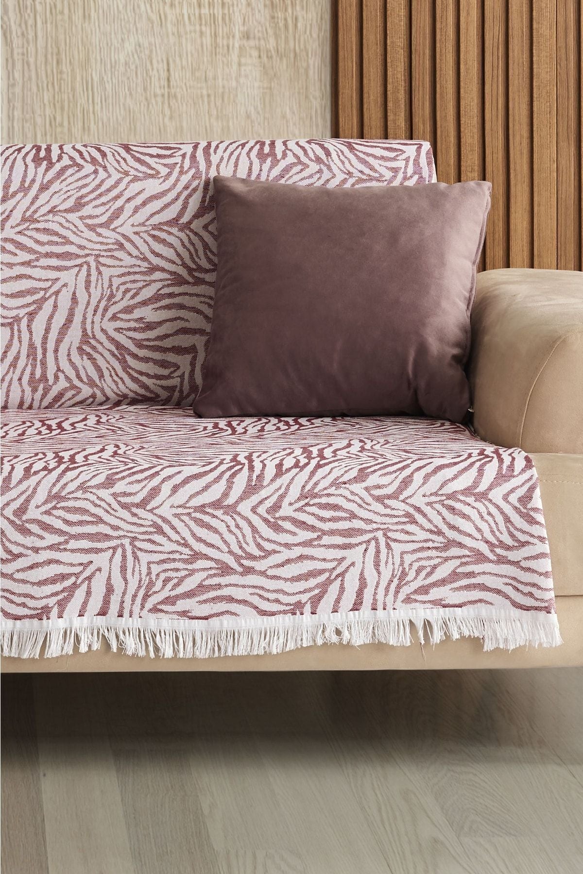 Koyu Gri Zebra %100 Pamuk Koltuk Örtüsü 160x210