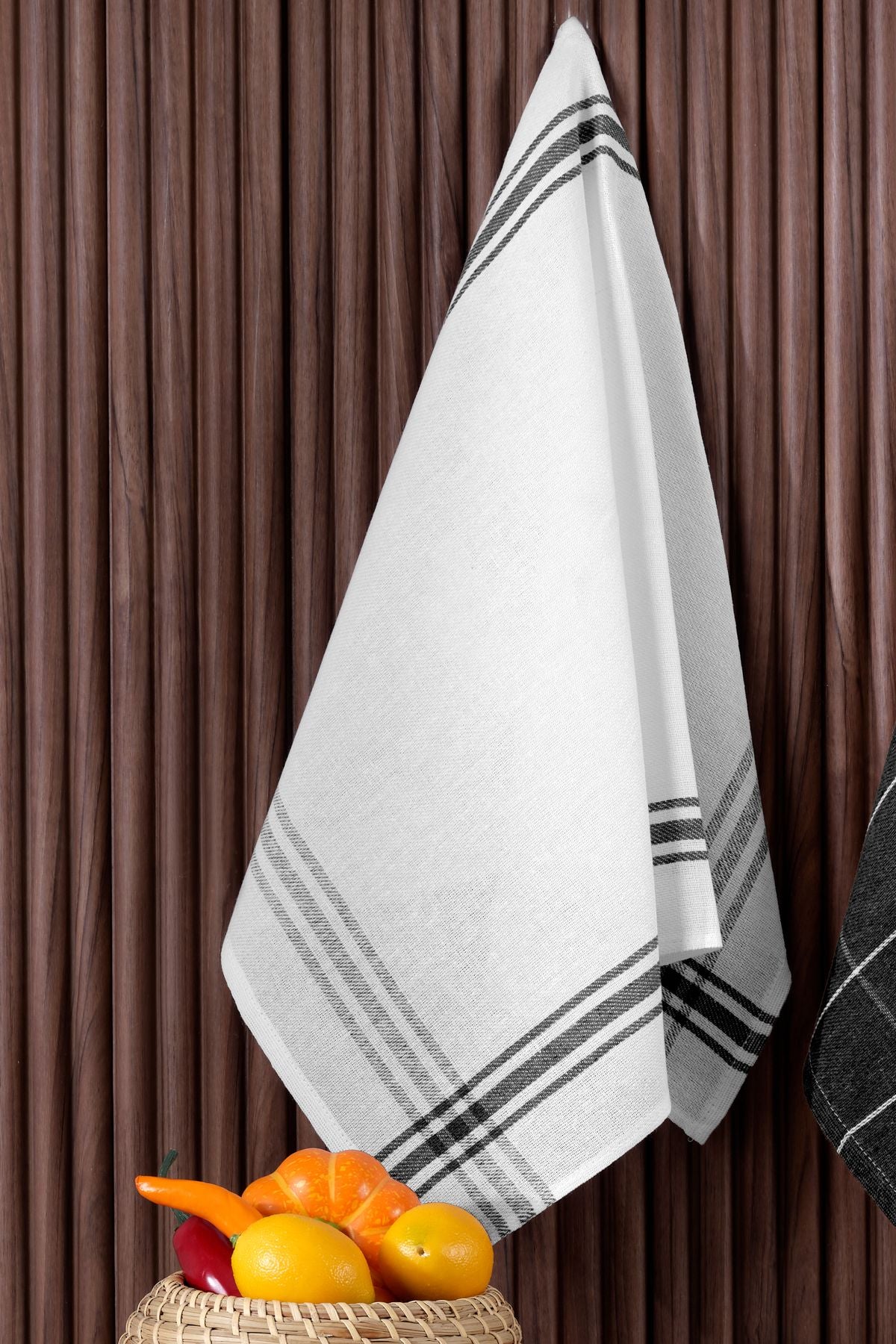 4'lü Mutfak Havlusu Seti & Alman Peçetesi 50x70 Cm % 100 Pamuk Ve Yıkanmış Büyük Kareli