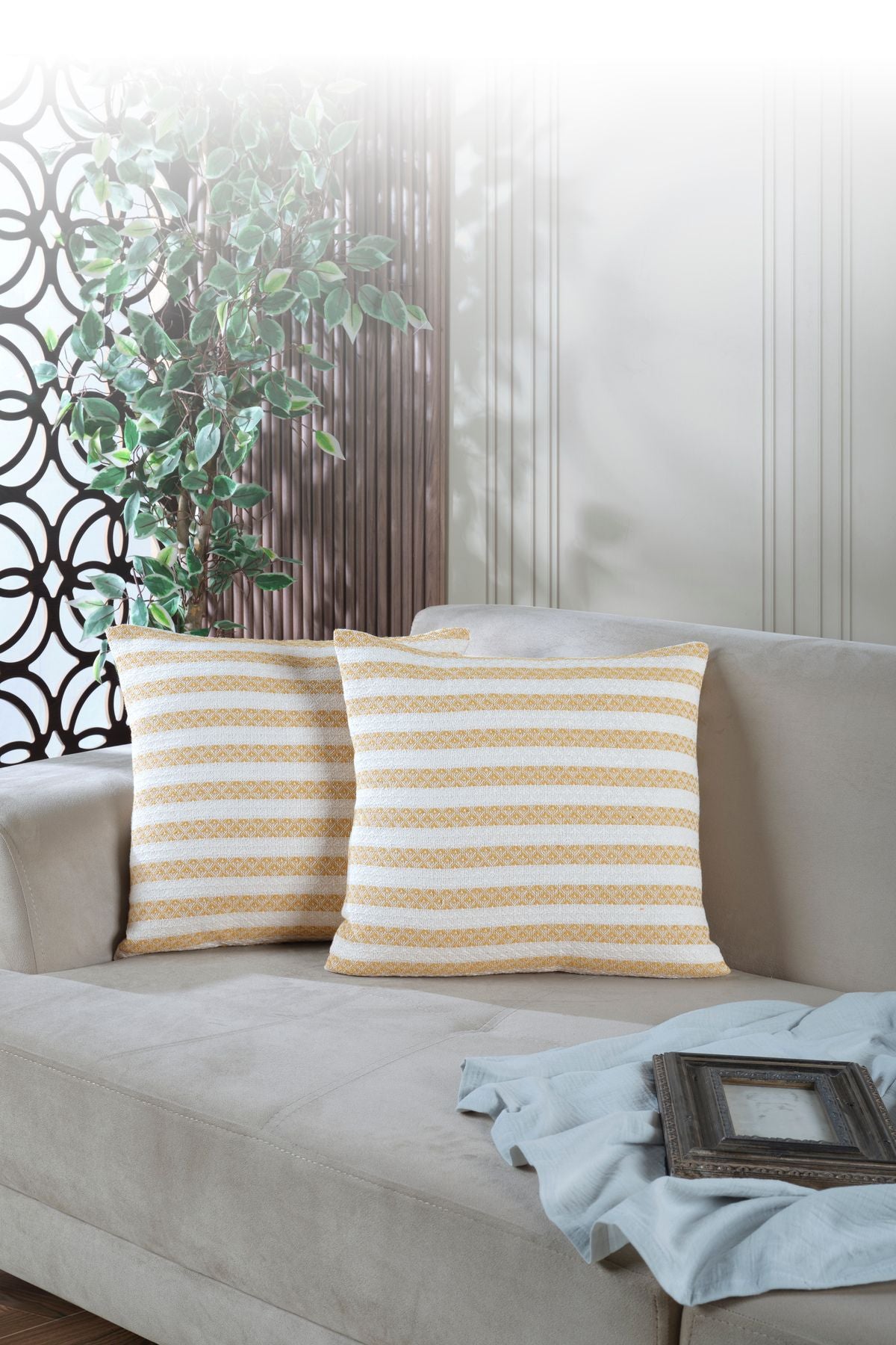 Summer 2'li Kırlent Kılıfı Dekoratif Yastık Kılıfı 45x45 Fermuarlı Yeşil