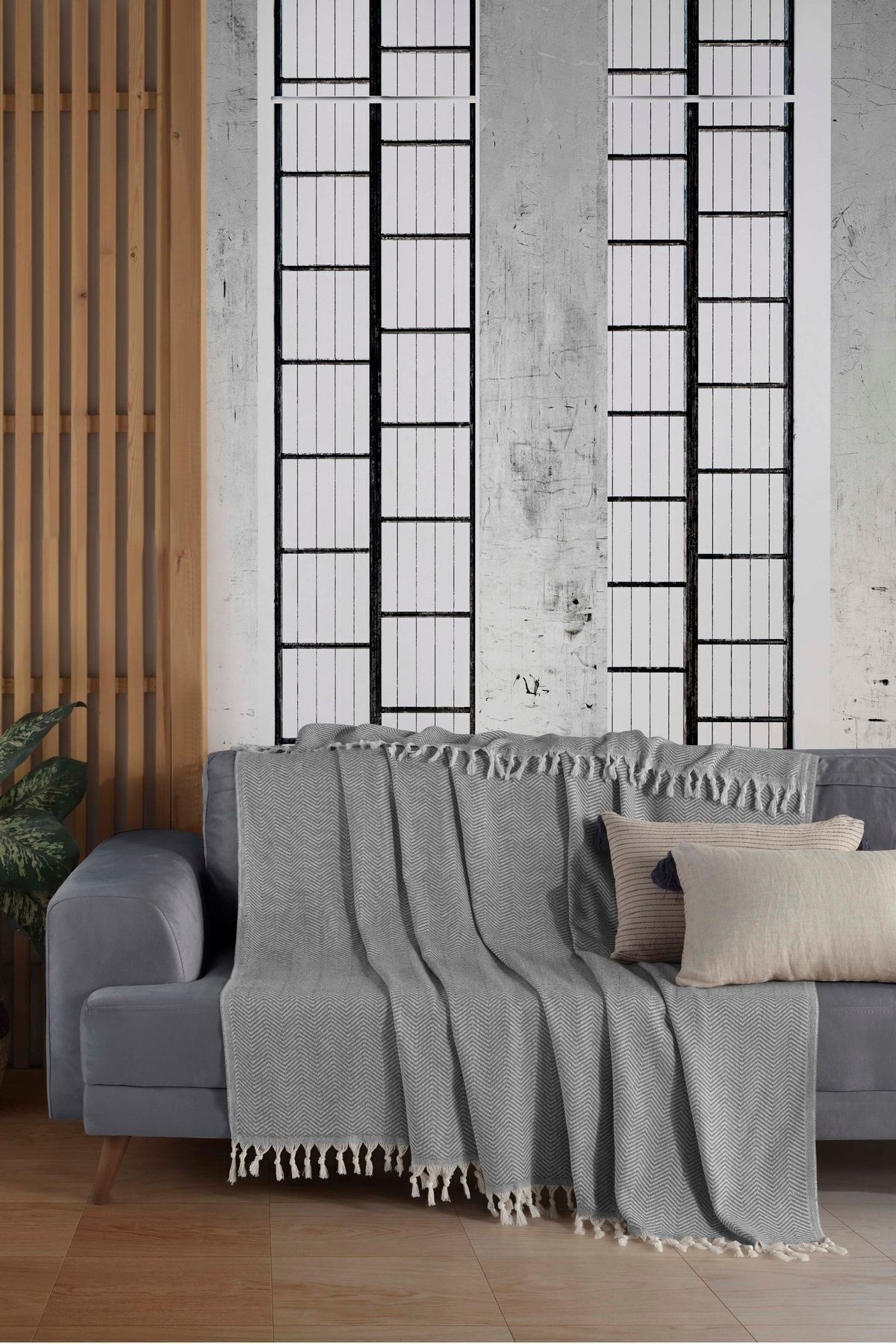 Natural Koltuk Örtüsü Koltuk Şalı 180 x 210 %100 Pamuk Hardal