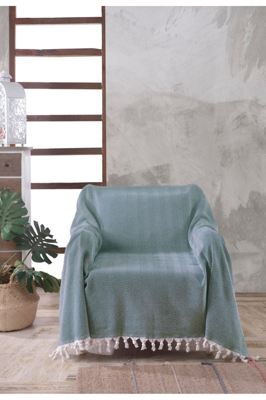 NATURAL BERJER KOLTUK ÖRTÜSÜ TEKLİ KOLTUK PETROL MAVİSİ 160x160