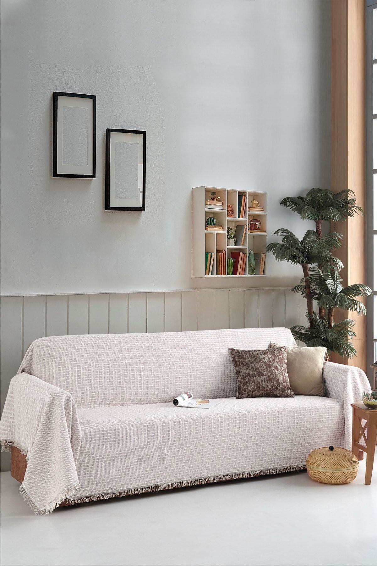 Büyük Koltuk Örtüsü Yaren Kolları Kaplayan Kahve 180x310