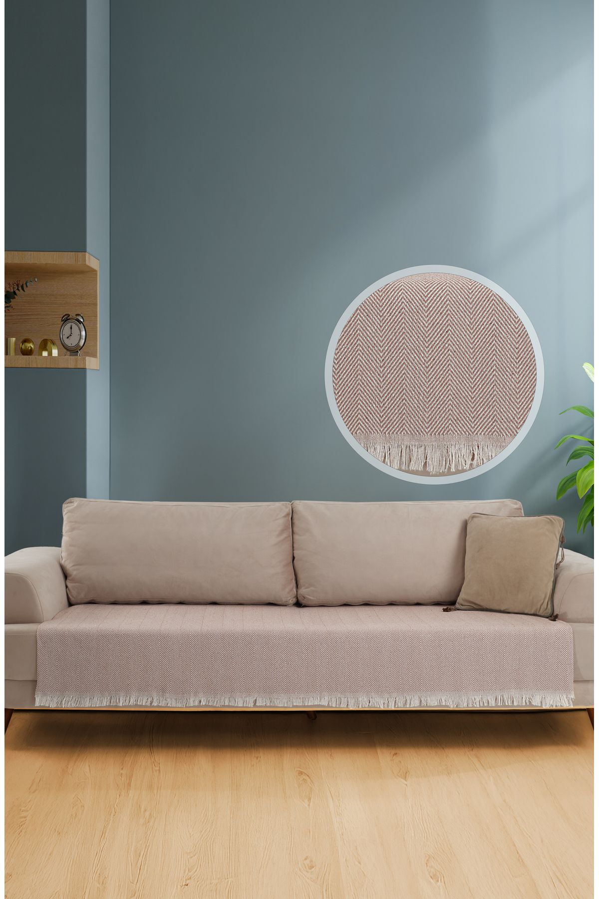 Oturma Yerini Kapatan Saçaklı Koltuk Örtüsü %100 Pamuk 115x200cm Siyah