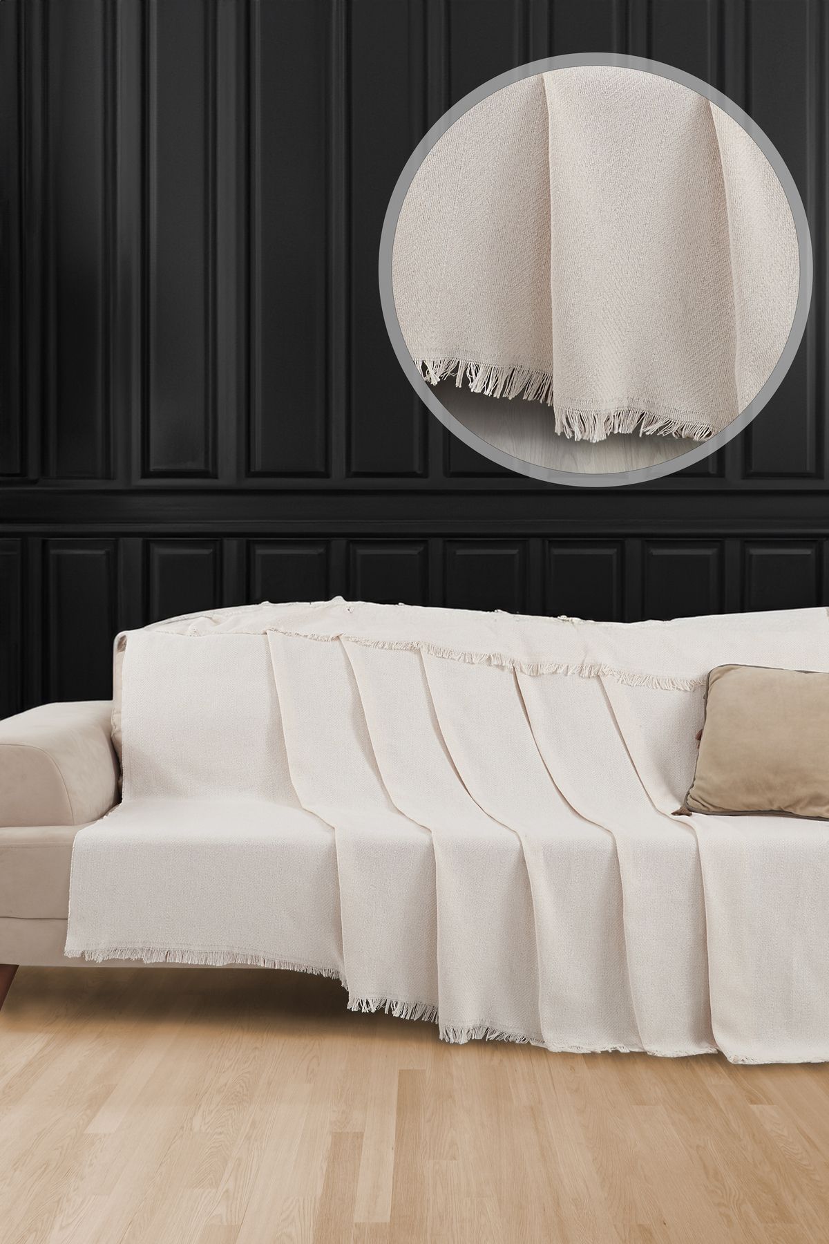 Saçaklı Koltuk Örtüsü | Koltuk Şalı 180x210cm Pamuk Bordo