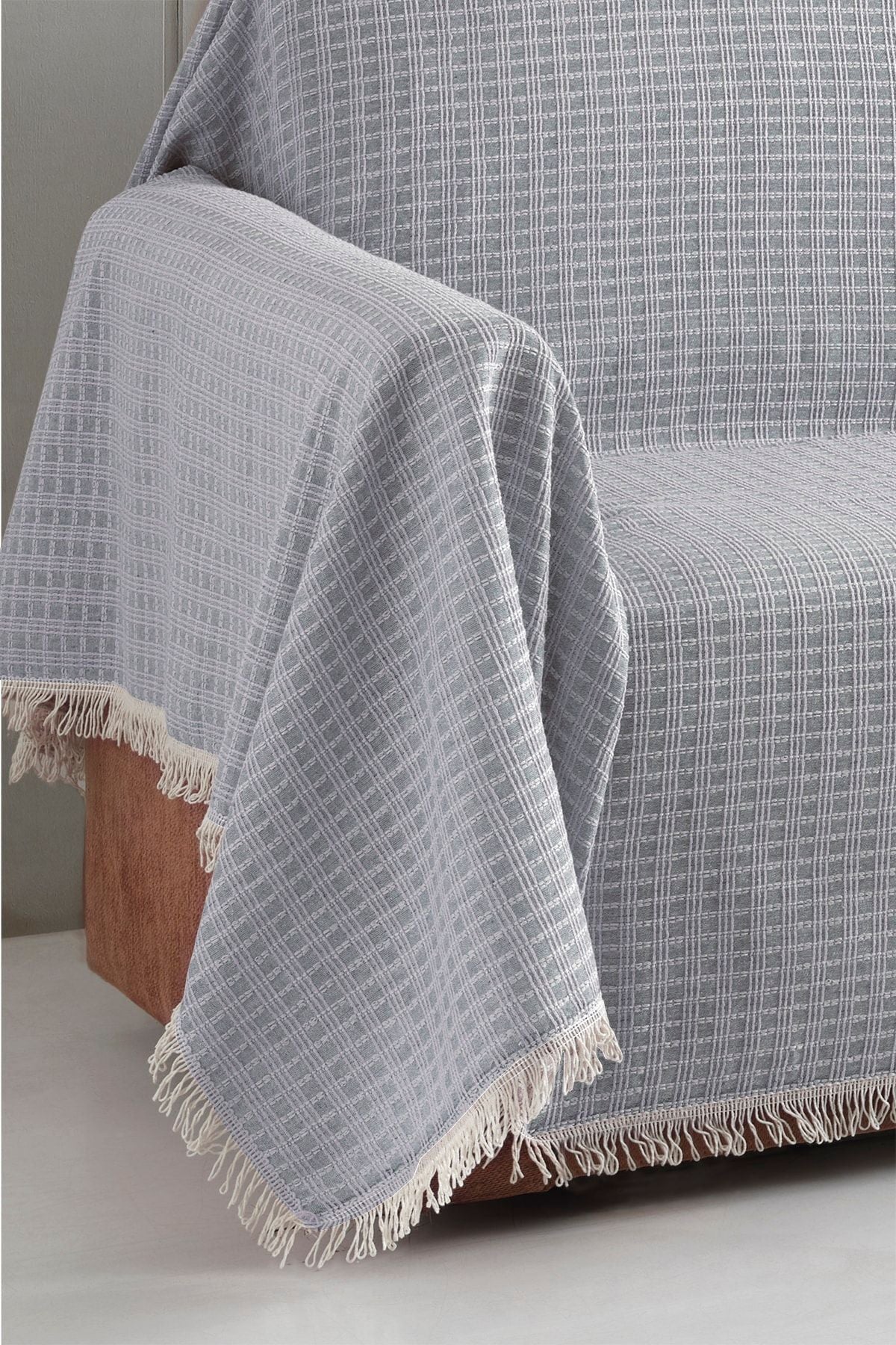 Büyük Koltuk Örtüsü Yaren Kolları Kaplayan Kahve 180x310