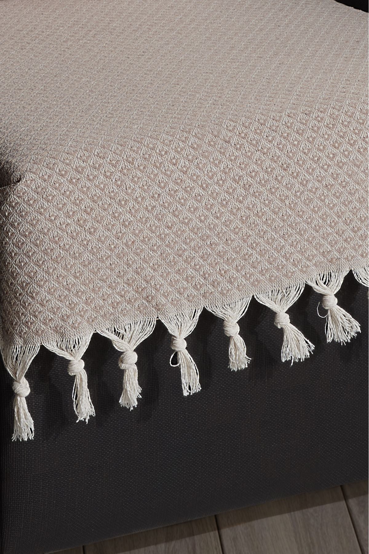 Oturma Yerini Kapatan Saçaklı Koltuk Örtüsü %100 Pamuk | Berjer Örtüsü Koltuk Şalı 70x95 Cm Yeşil