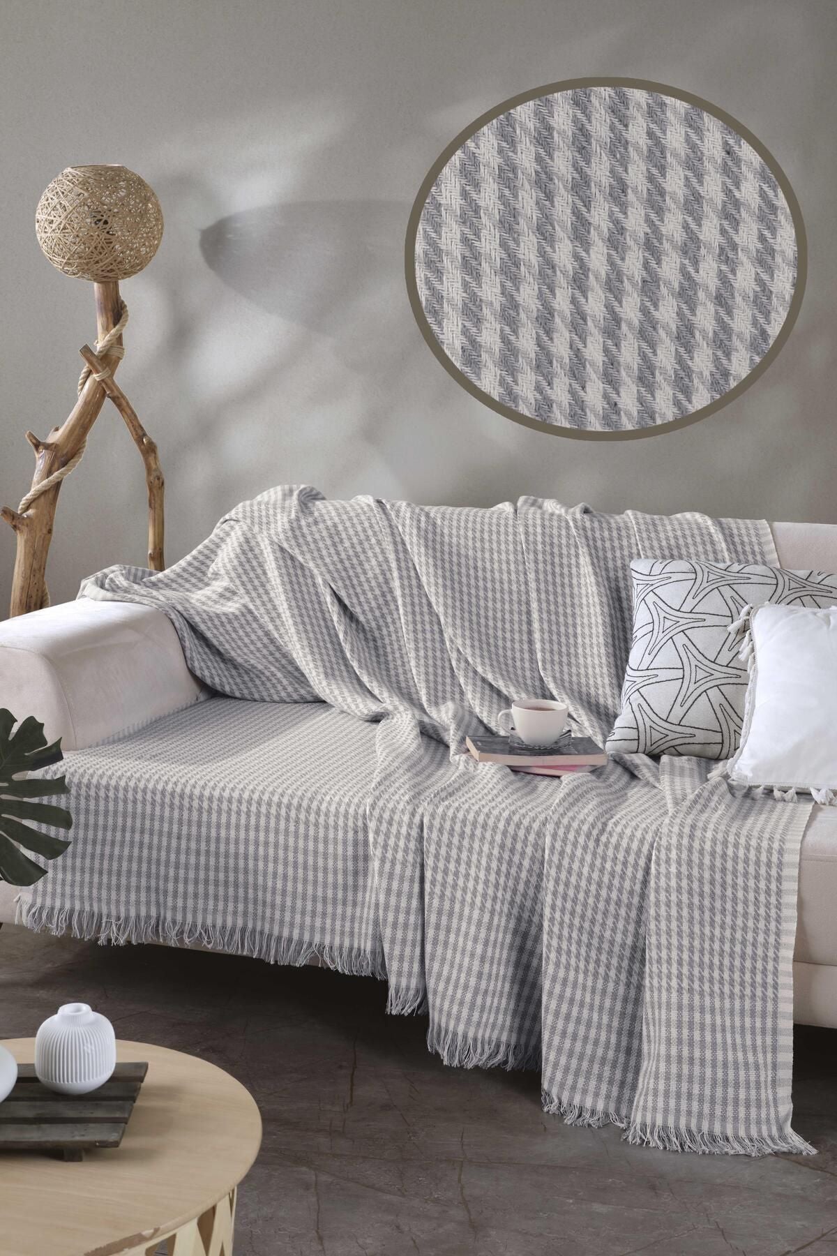 170x210 Kazayağı Antrasit Koltuk Örtüsü