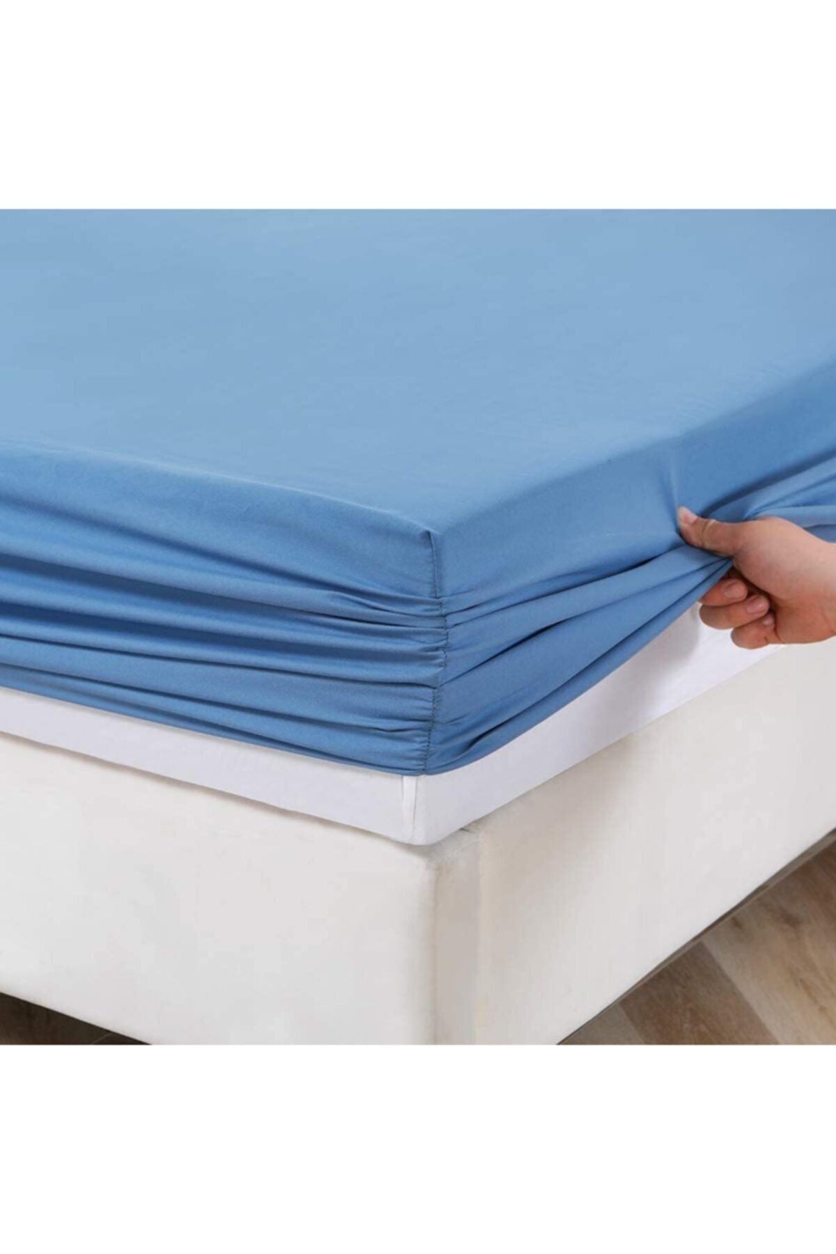 100x200 Tek Kişilik Lastikli Penye Çarşaf %100 Pamuk Turkuaz
