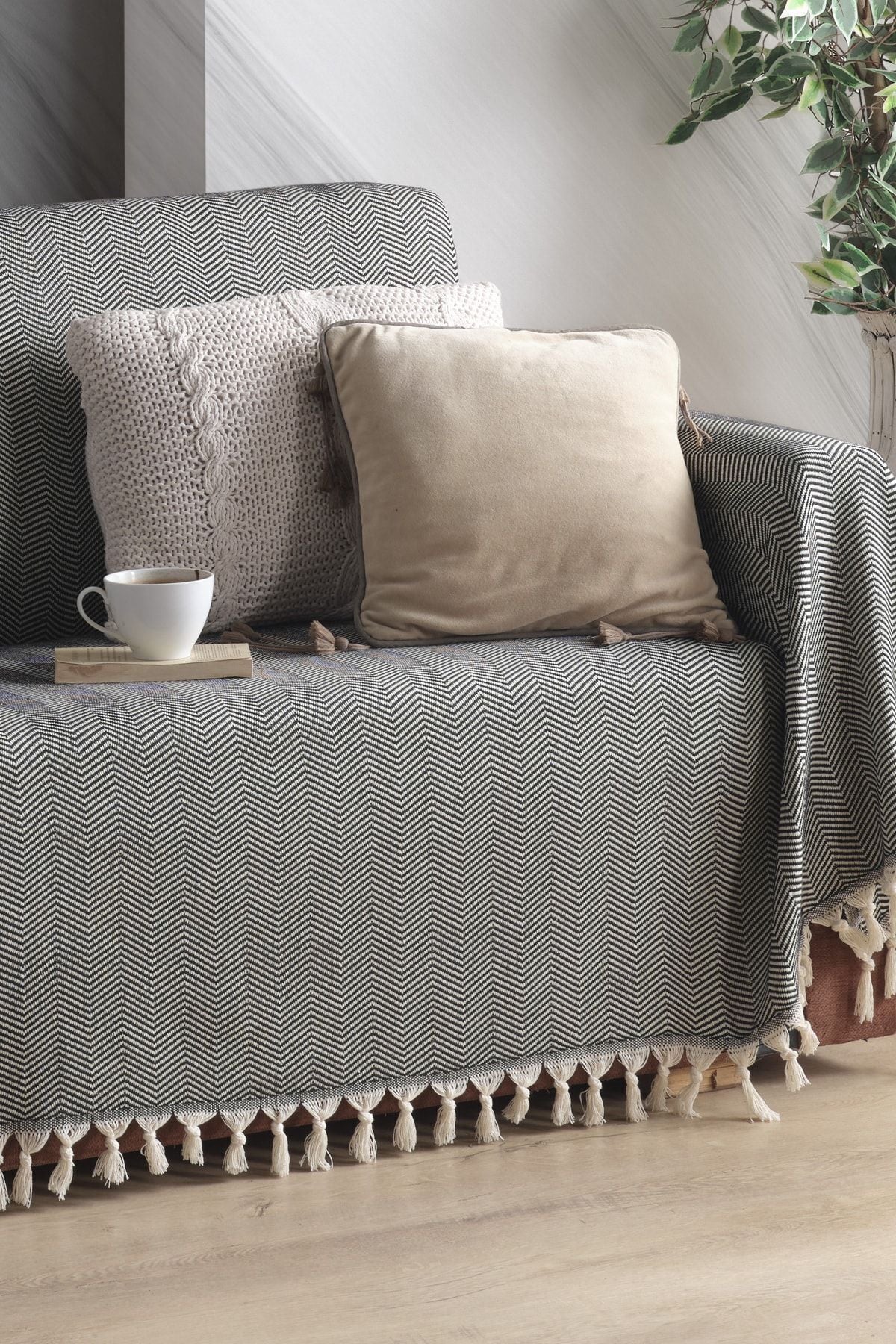 Naturel Koltuk Örtüsü Kolları Kaplayan Bordo 180x300