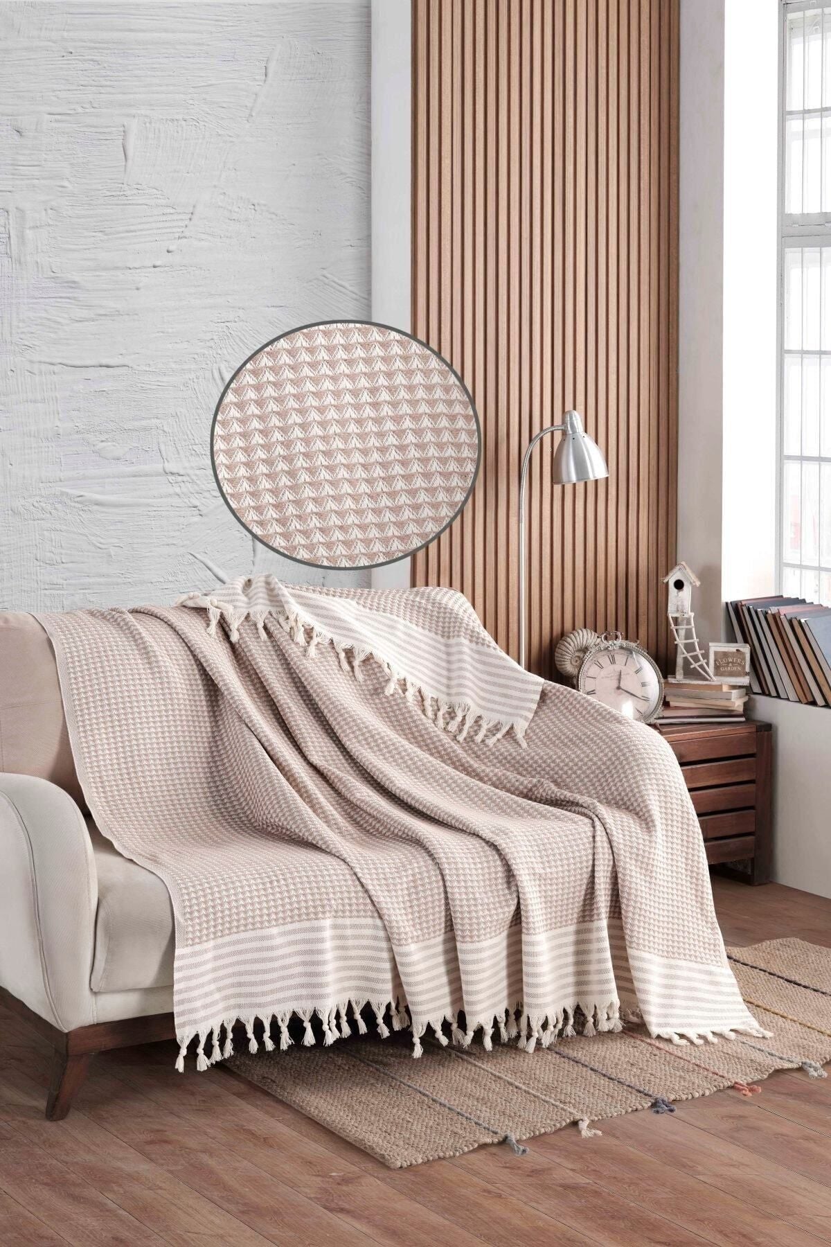 Piramit Siyah Koltuk Örtüsü | Koltuk Şalı 180x210 Pamuk