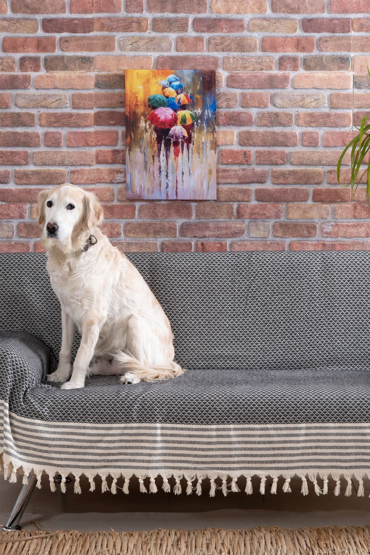 Yıldız Bordürlü Yeşil Koltuk Örtüsü | Koltuk Şalı 180x210 Pamuk