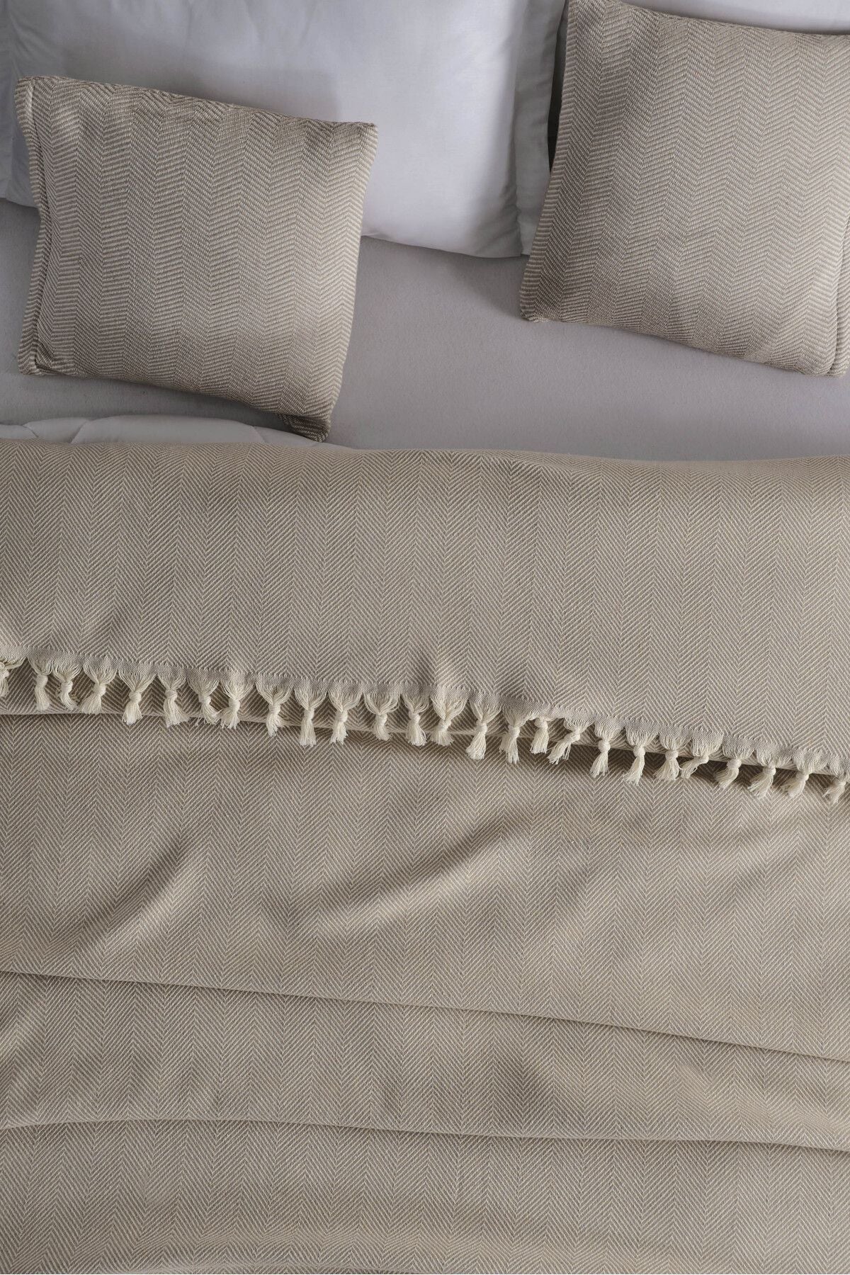 Çift Kişilik Natural Yatak Örtüsü Pike 210x240 Hardal