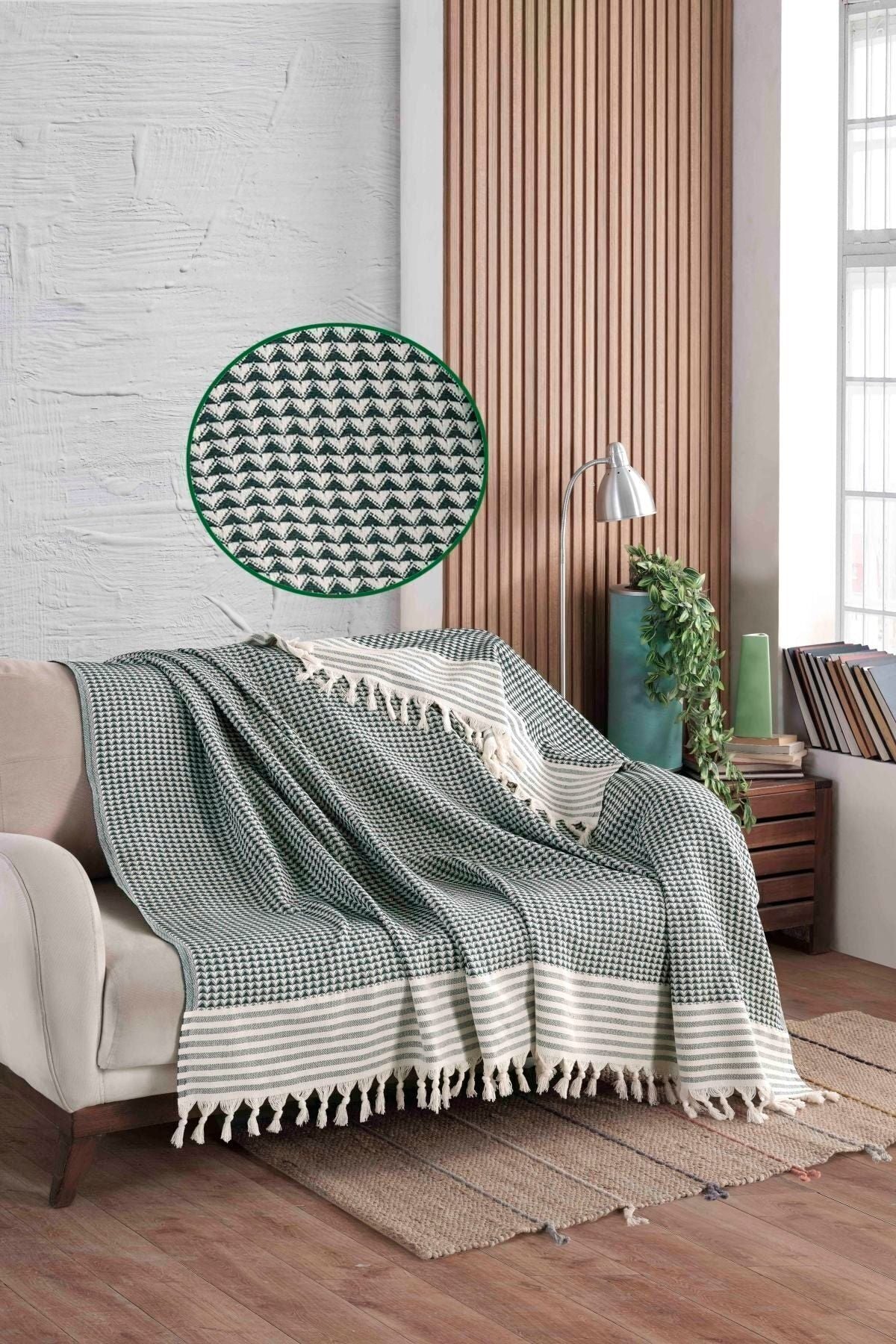 Piramit Siyah Koltuk Örtüsü | Koltuk Şalı 180x210 Pamuk