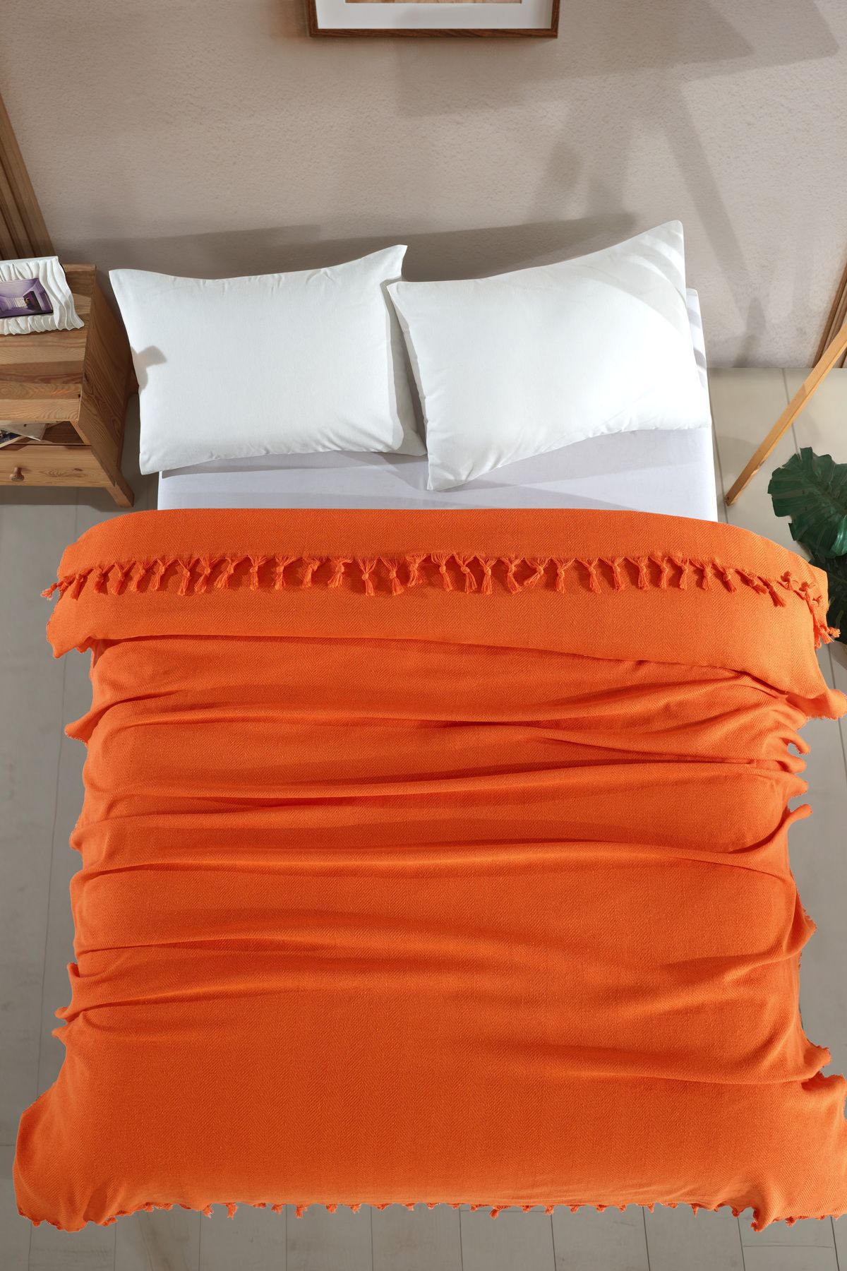 Çift Kişilik Natural Yatak Örtüsü Pike 210x240 Hardal