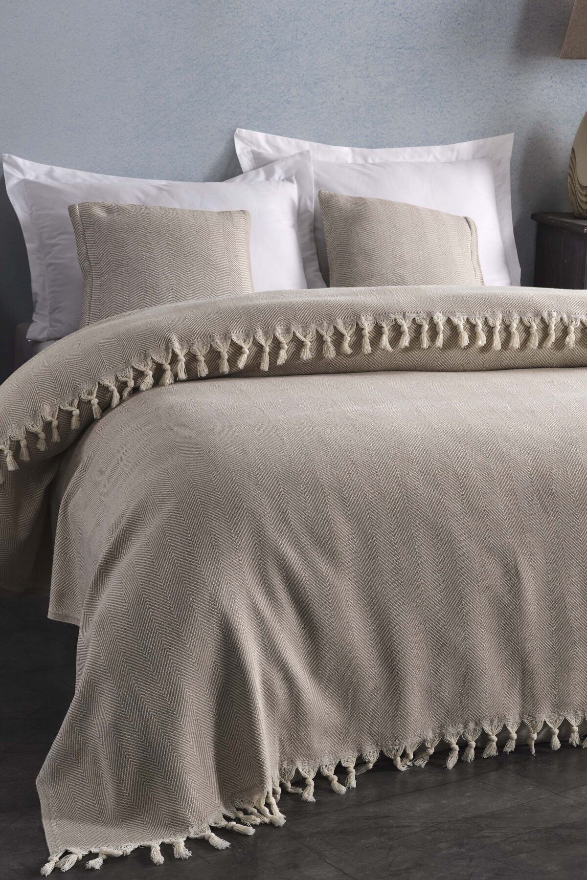 Çift Kişilik Natural Yatak Örtüsü Pike 210x240 Hardal