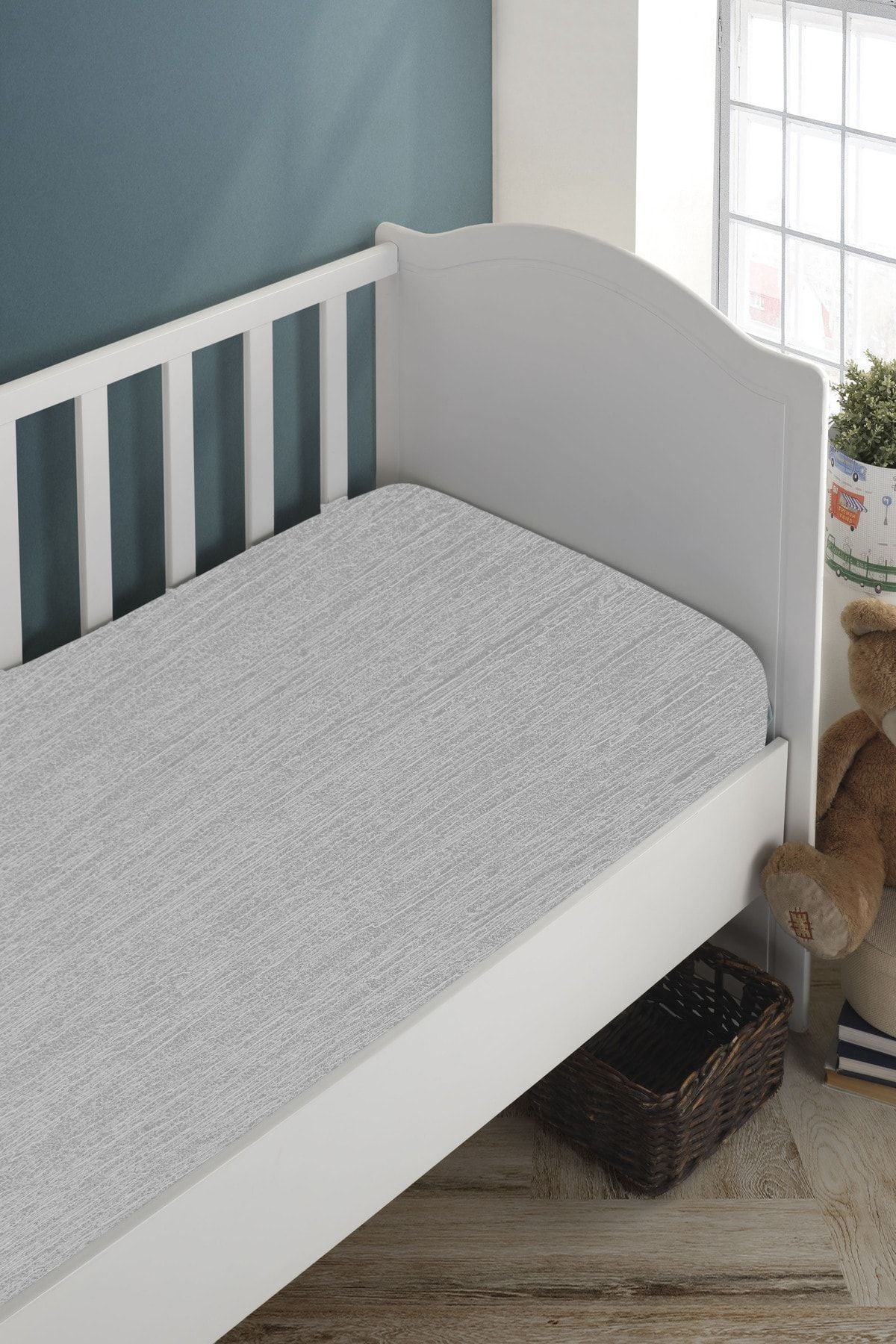 Bebek-çocuk Organik Pamuk Lastikli Penye Çarşaf 60x120 - 70x140 Uyumlu Antrasit