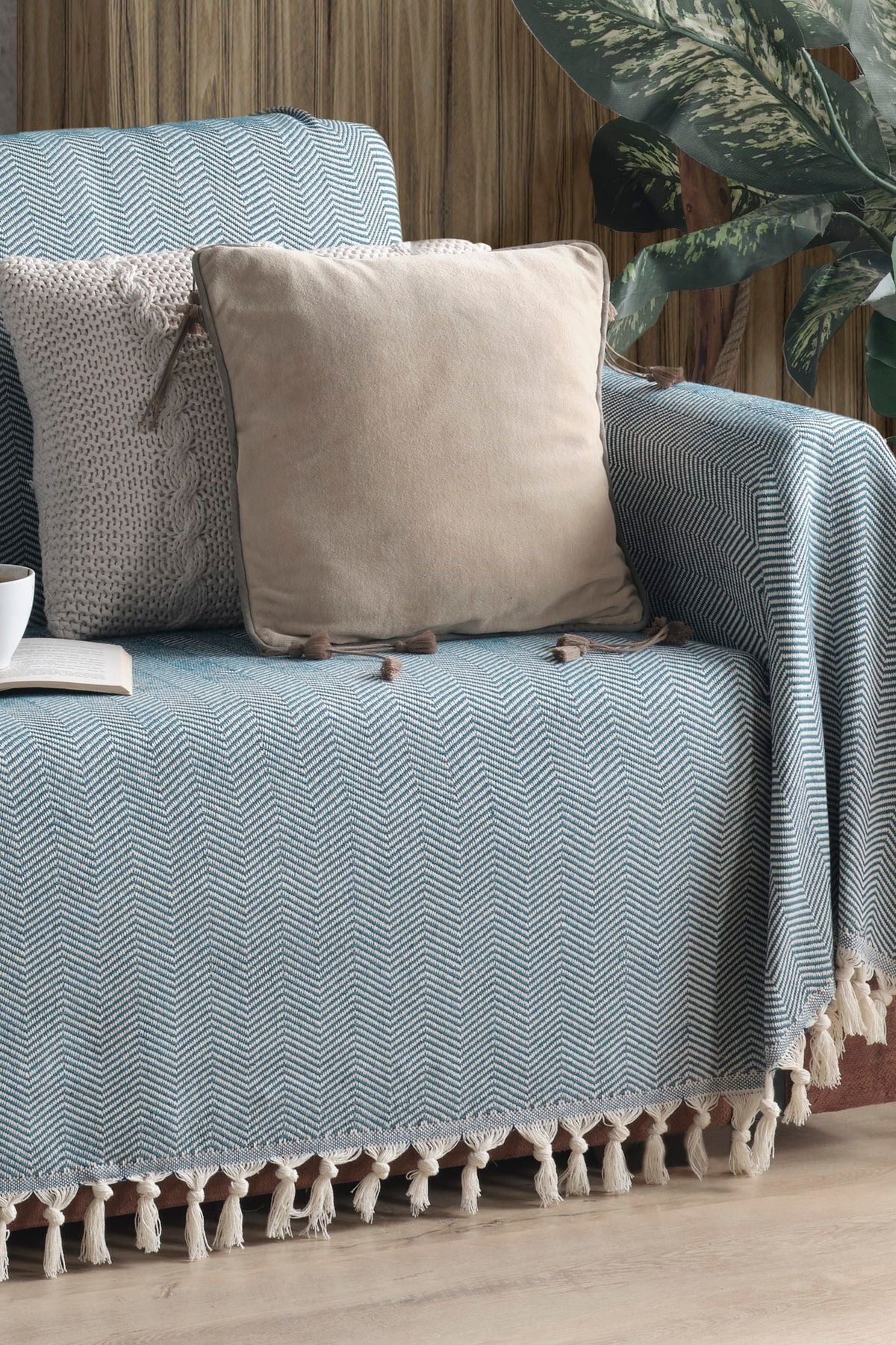 Naturel Koltuk Örtüsü Kolları Kaplayan Bordo 180x300