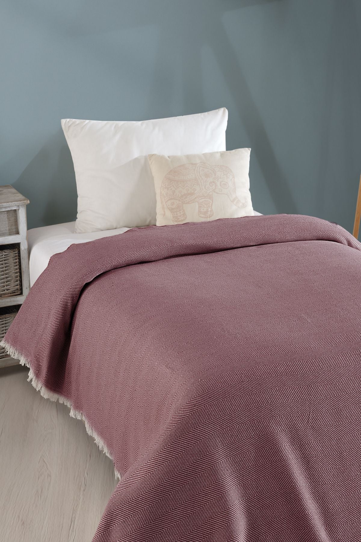 Natural Tek Kişilik Yatak Örtüsü 180x210 Cm Bordo