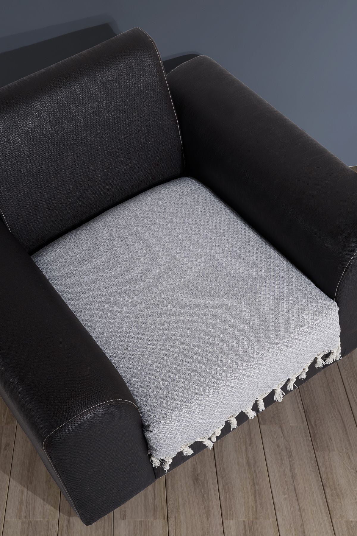 Oturma Yerini Kapatan Saçaklı Koltuk Örtüsü %100 Pamuk | Berjer Örtüsü Koltuk Şalı 70x95 Cm Yeşil