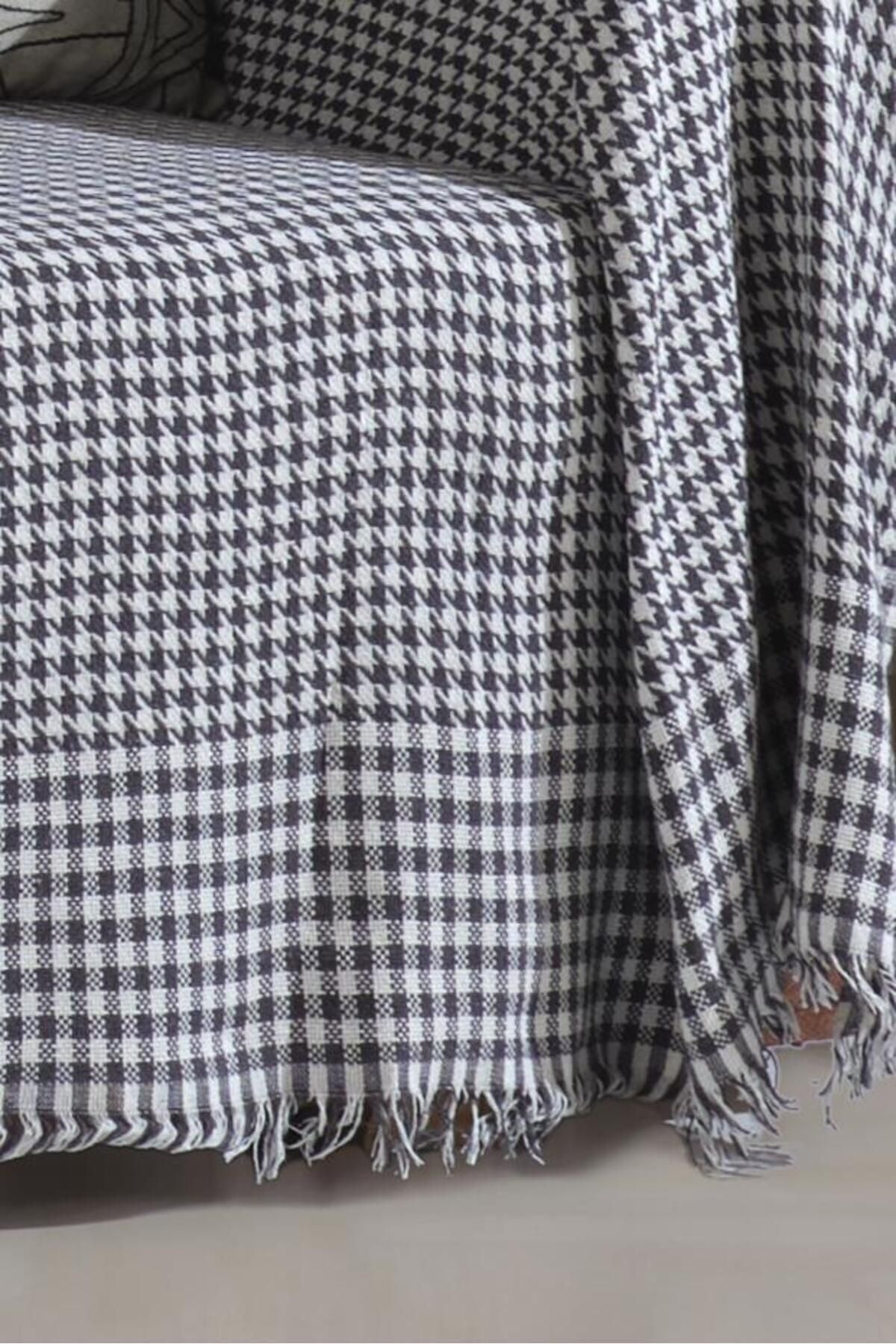 Kazayağı Koltuk Örtüsü Takımı Gri-1 Adet 170x300 1 Adet 170x210