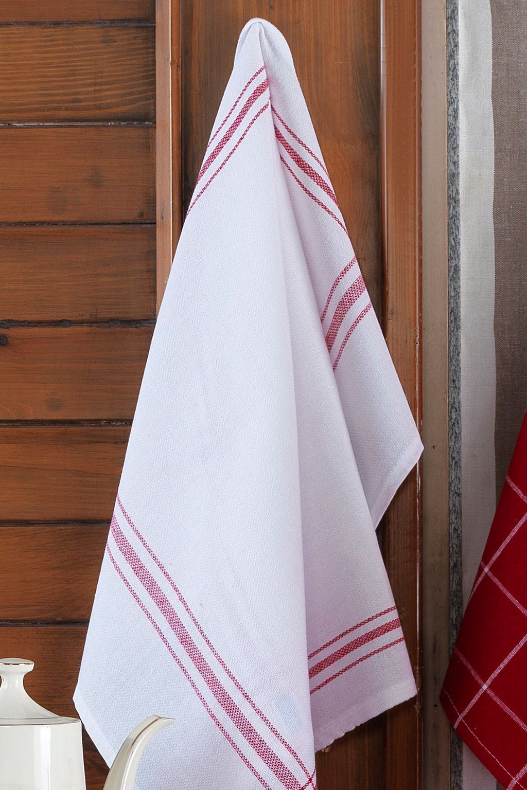 4'lü Mutfak Havlusu Seti & Alman Peçetesi 50x70 Cm % 100 Pamuk Ve Yıkanmış Büyük Kareli