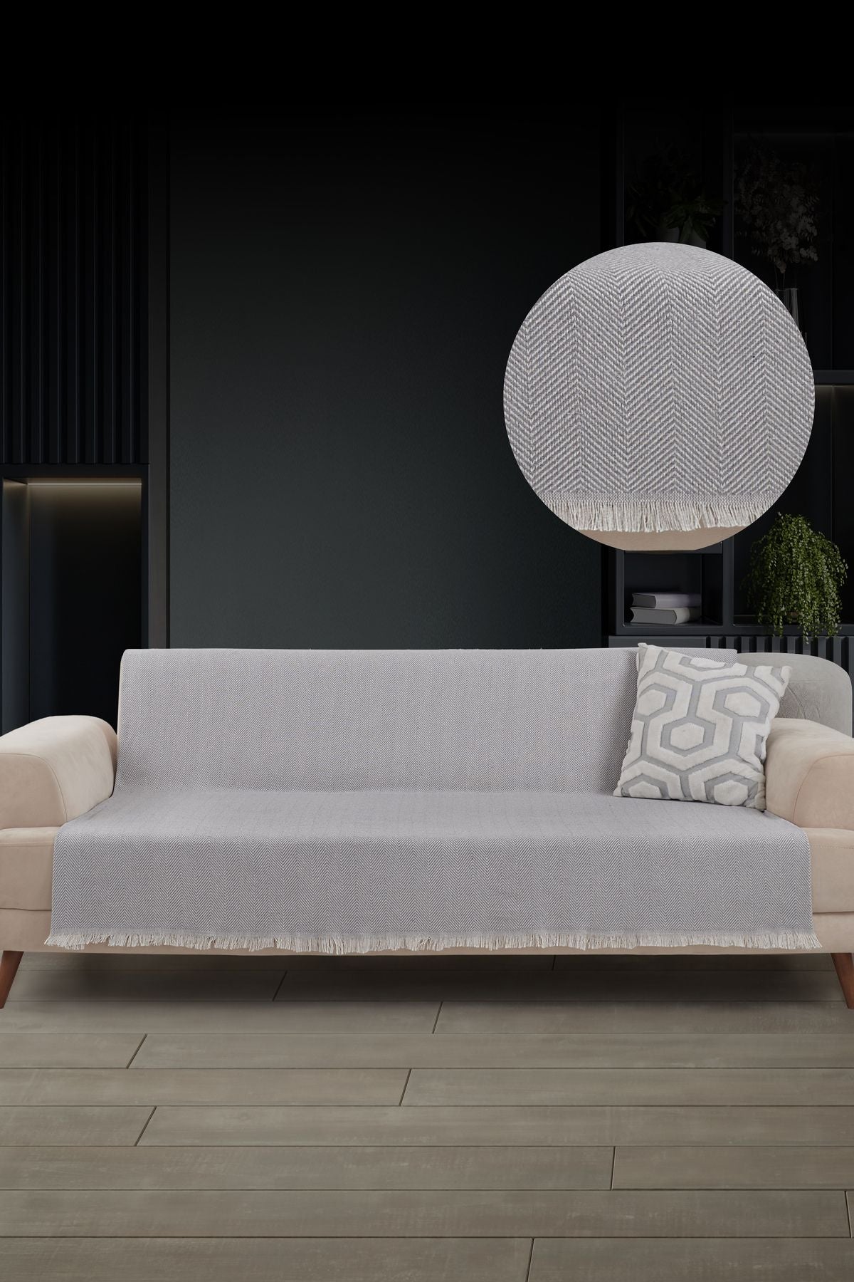 Saçaklı Koltuk Örtüsü | Koltuk Şalı 180x210cm Pamuk Bordo