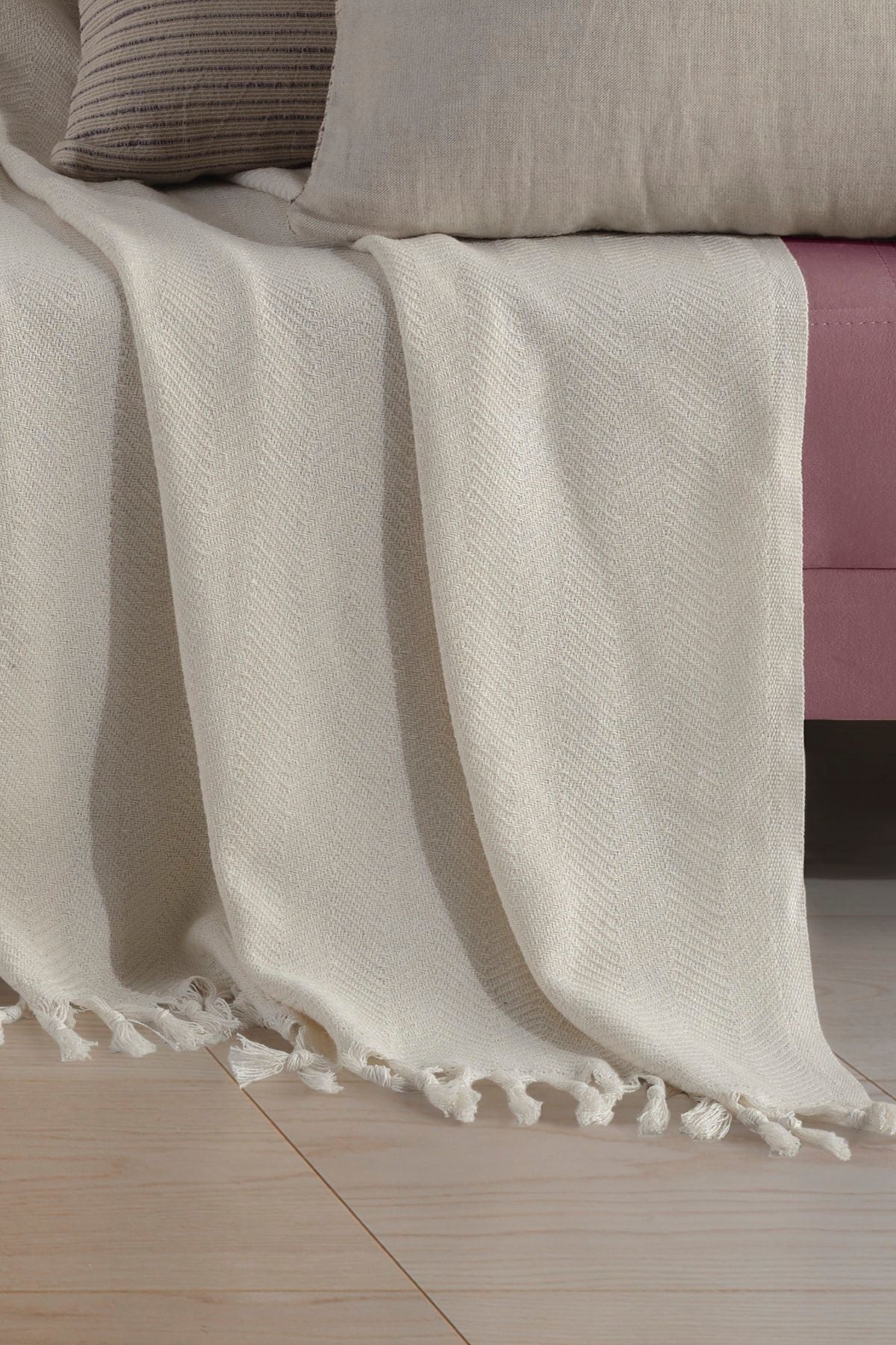 Natural Koltuk Örtüsü Koltuk Şalı 180 x 210 %100 Pamuk Hardal