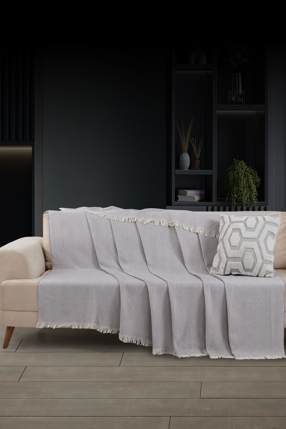 Saçaklı Koltuk Örtüsü | Koltuk Şalı 180x210cm Pamuk Bordo