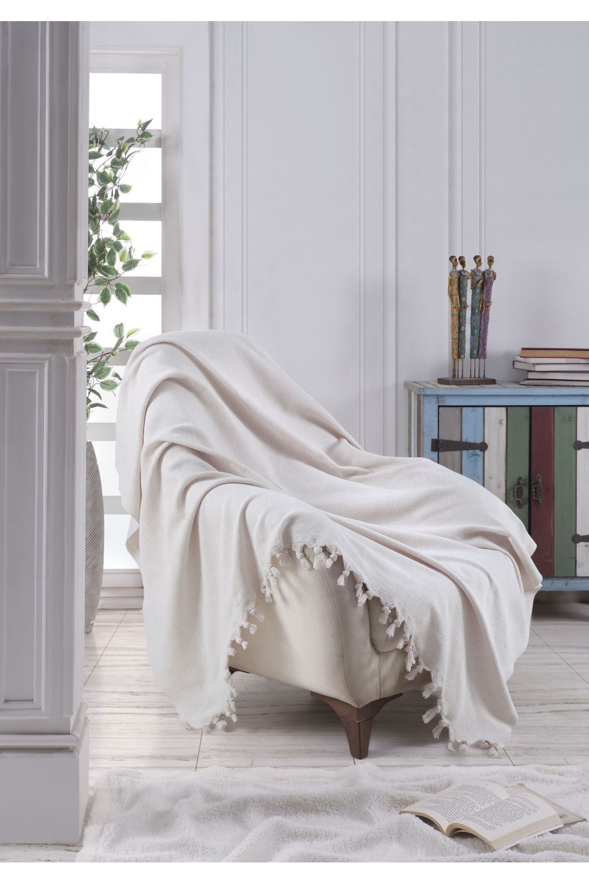 NATURAL BERJER KOLTUK ÖRTÜSÜ TEKLİ KOLTUK PETROL MAVİSİ 160x160