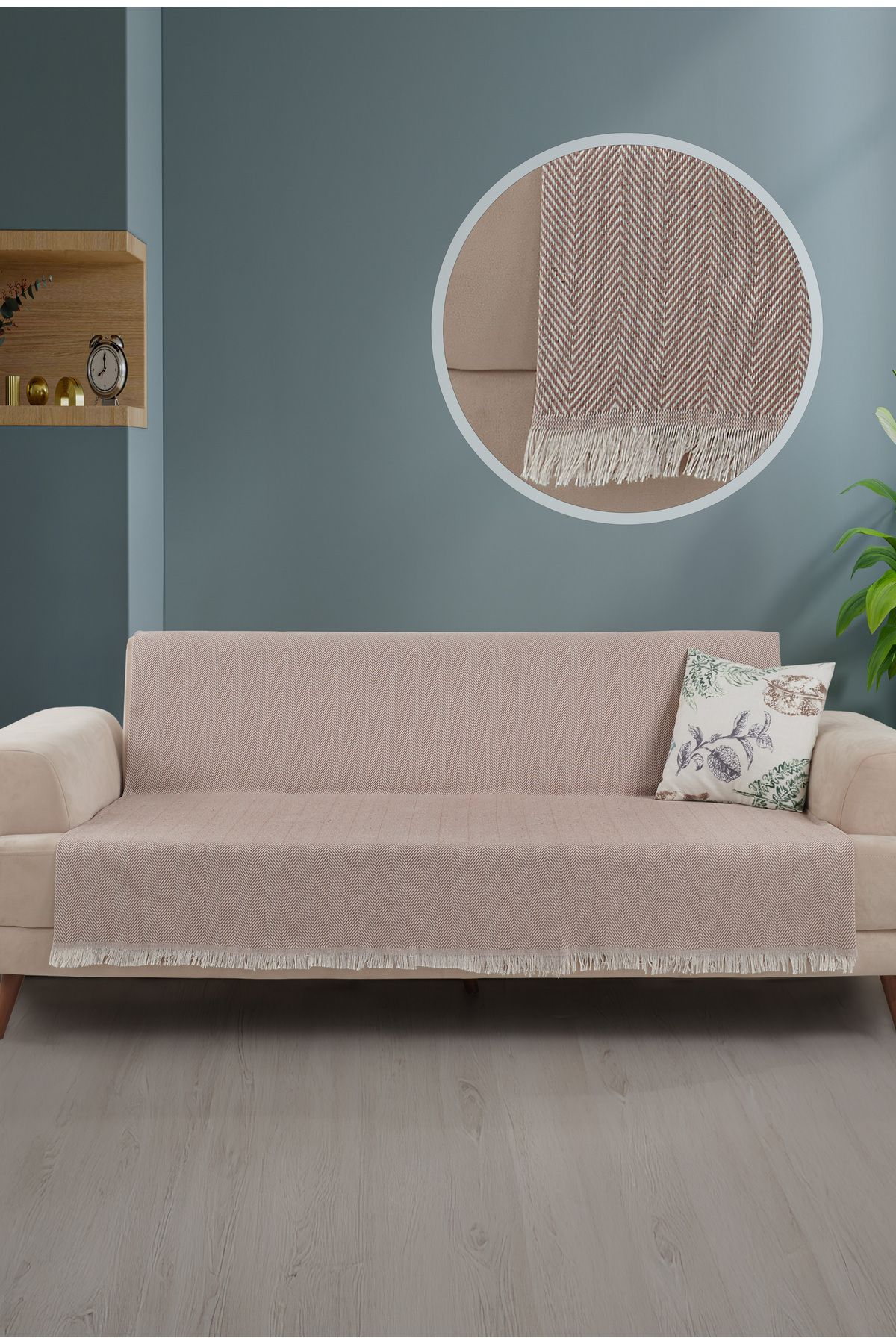 Saçaklı Koltuk Örtüsü | Koltuk Şalı 180x210cm Pamuk Bordo