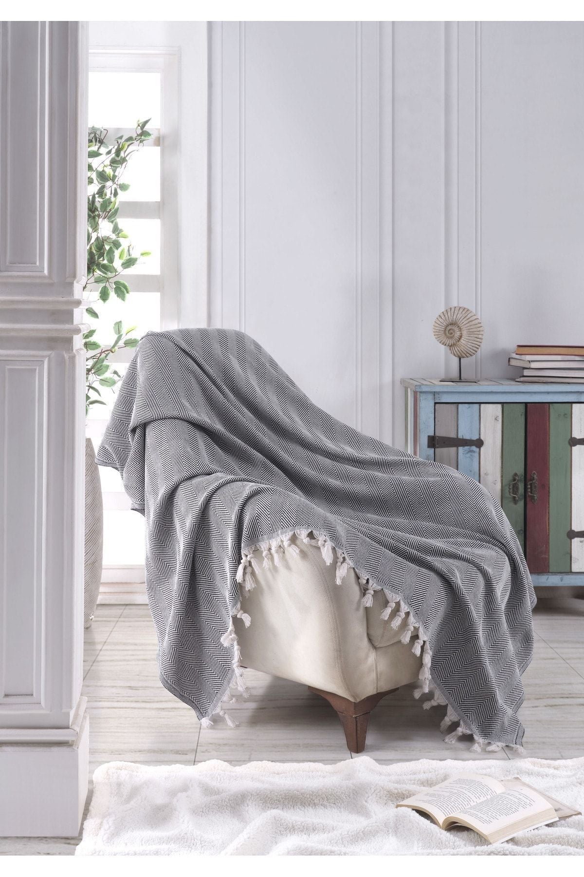 NATURAL BERJER KOLTUK ÖRTÜSÜ TEKLİ KOLTUK PETROL MAVİSİ 160x160