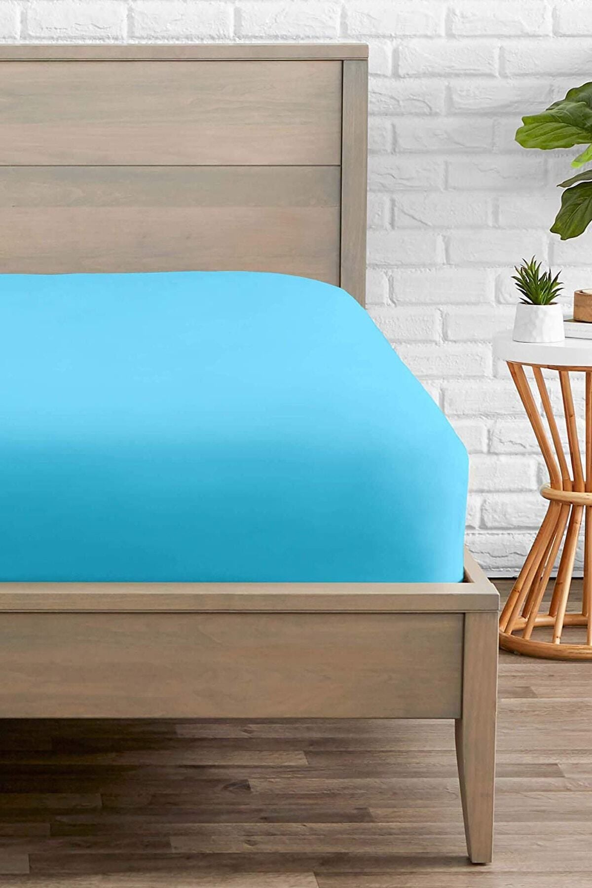 100x200 Tek Kişilik Lastikli Penye Çarşaf %100 Pamuk Turkuaz