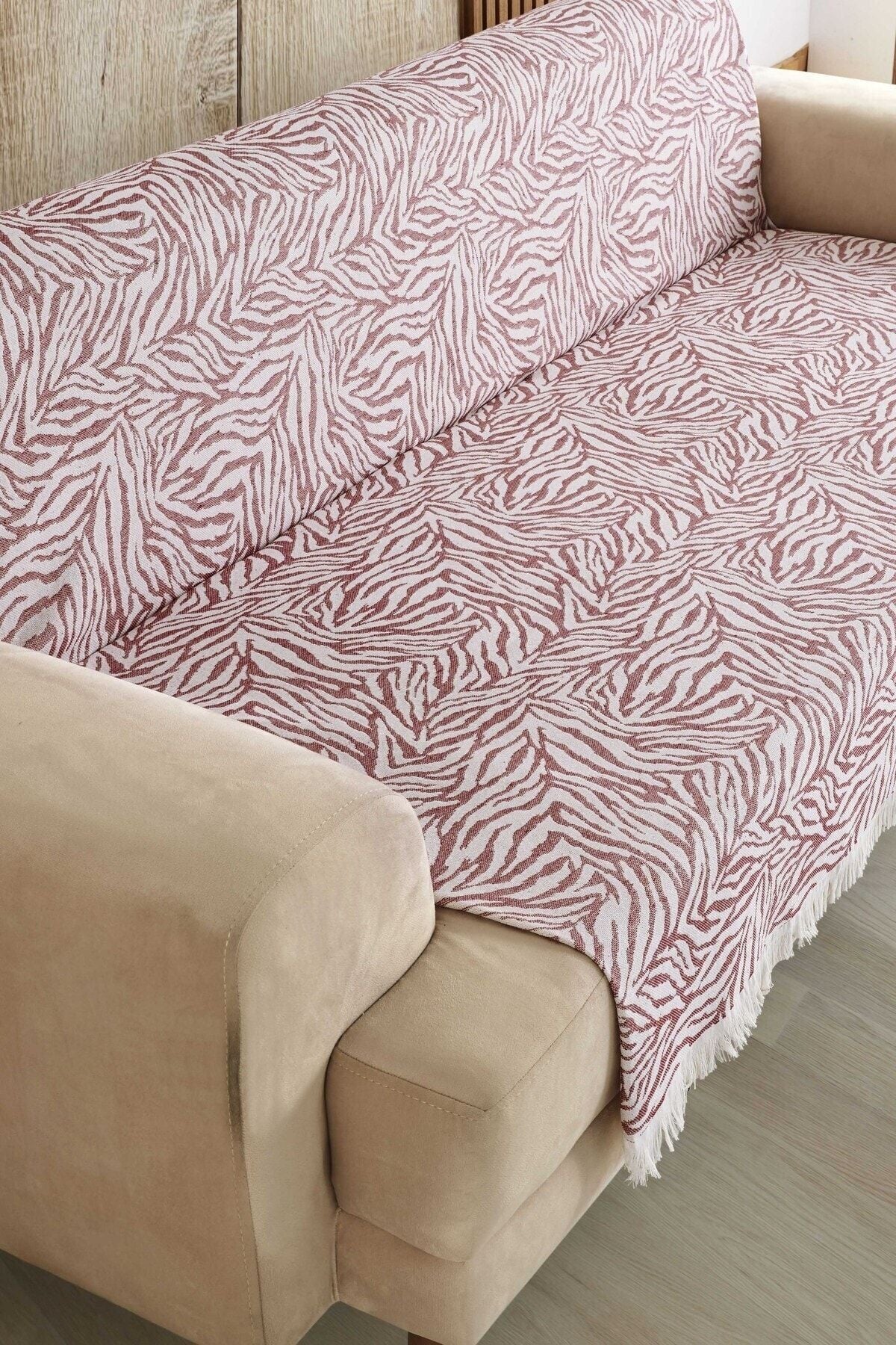 Koyu Gri Zebra %100 Pamuk Koltuk Örtüsü 160x210