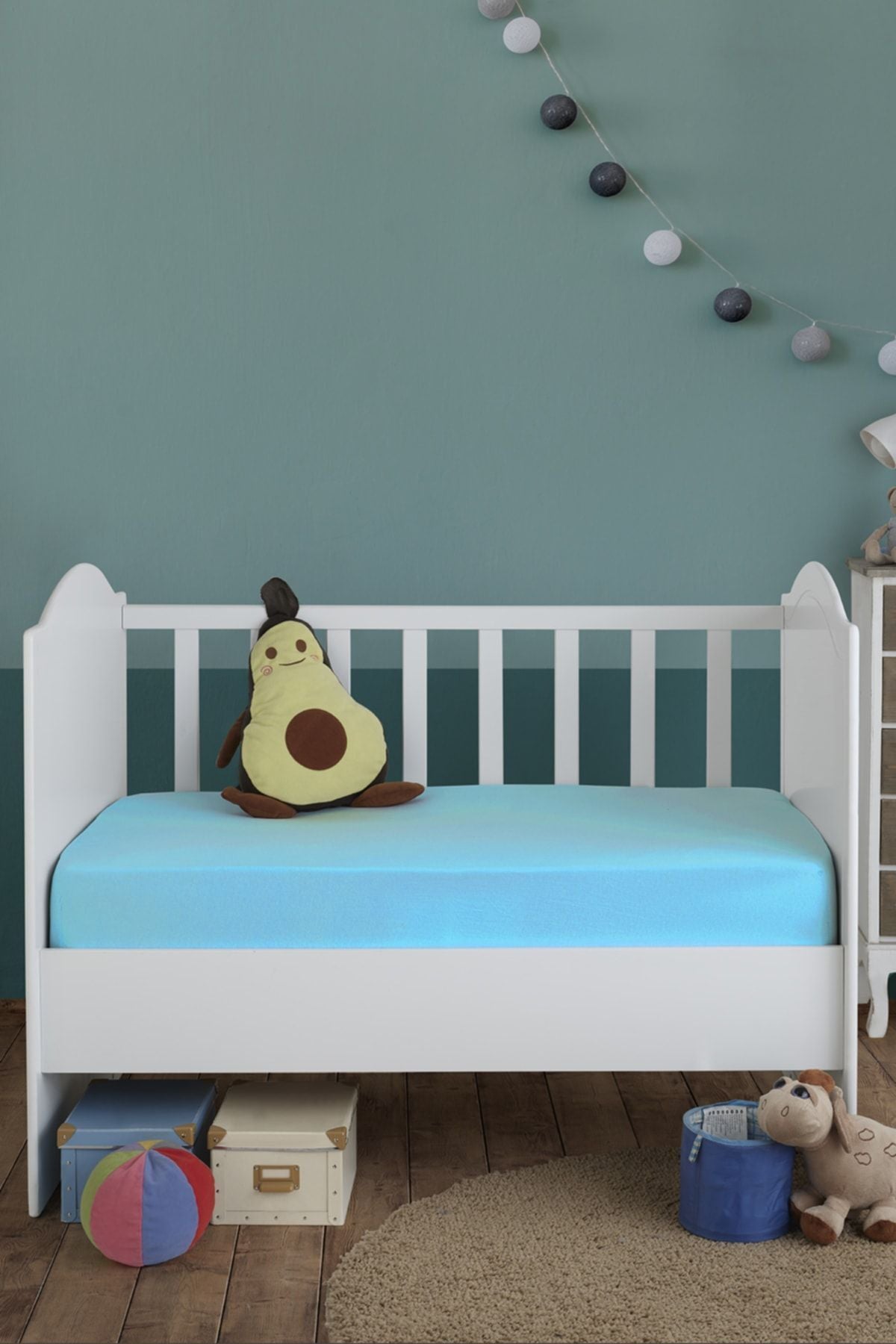 60x120 Açıkmavi Bebek Lastikli Penye Çarşaf %100 Pamuk