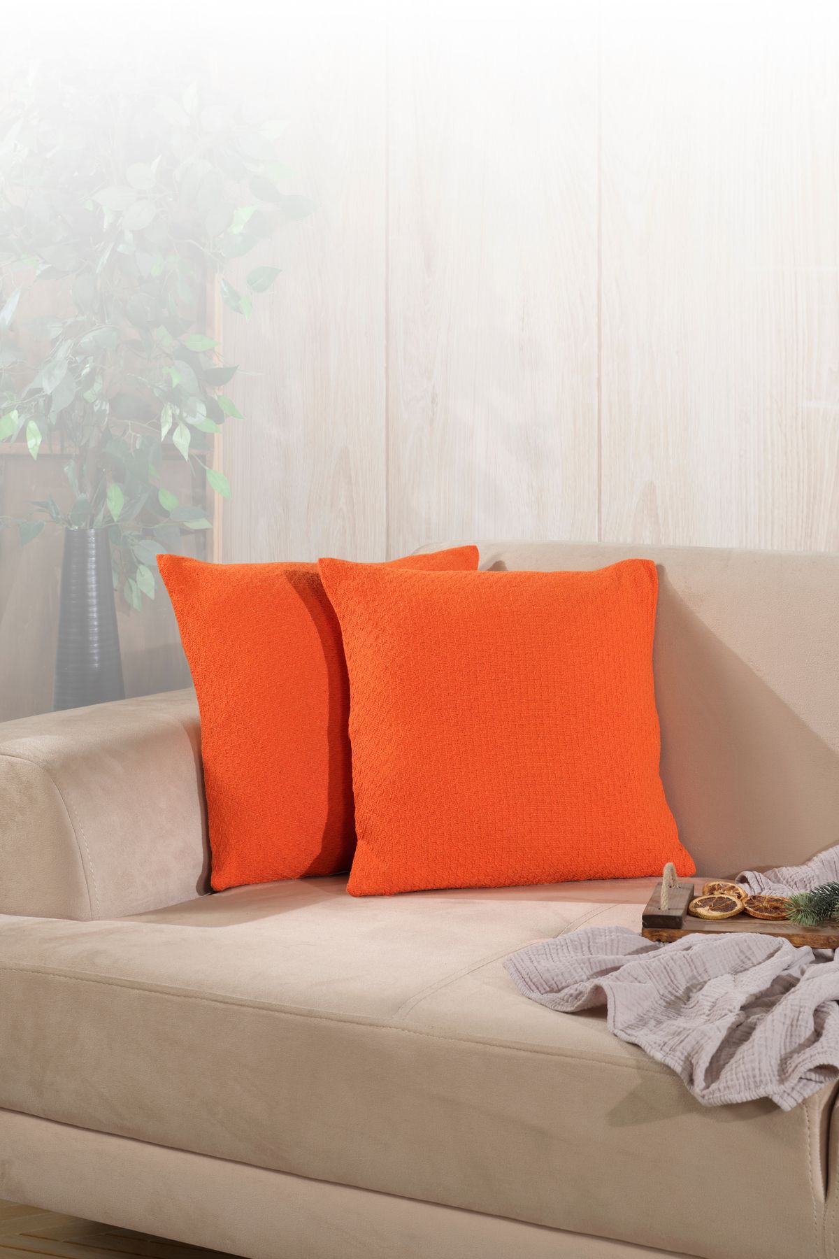 Bohem 2'li Kırlent Kılıfı Dekoratif Yastık Kılıfı 45x45 Fermuarlı Gri