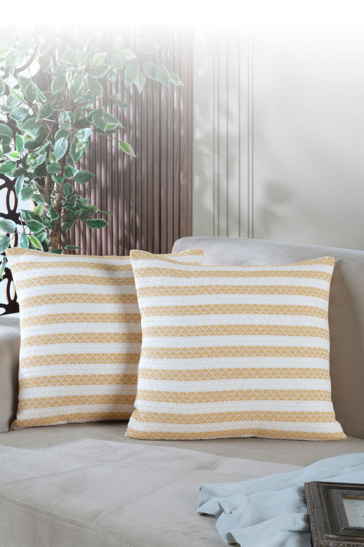 Summer 2'li Kırlent Kılıfı Dekoratif Yastık Kılıfı 45x45 Fermuarlı Yeşil