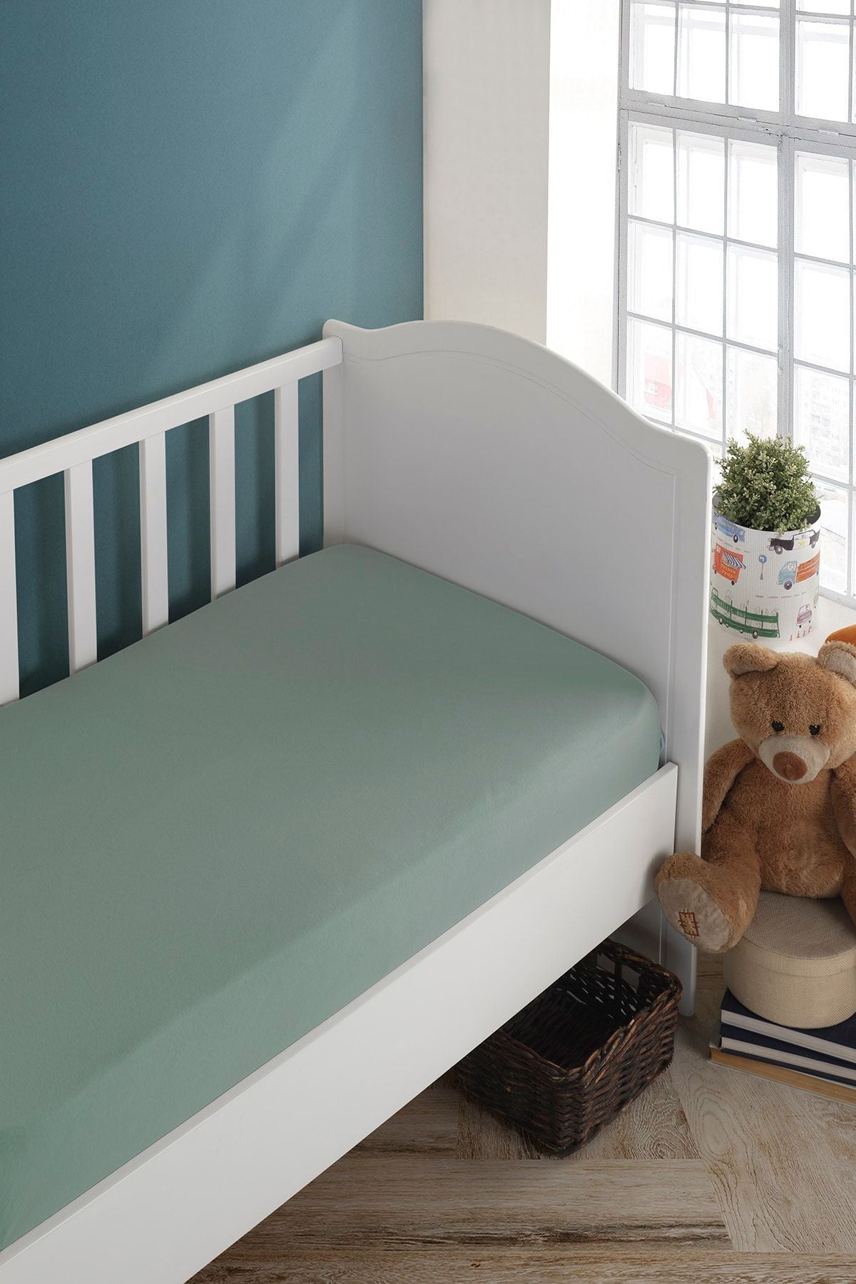 Bebek-çocuk Organik Pamuk Lastikli Penye Çarşaf 60x120 - 70x140 Uyumlu Yeşil