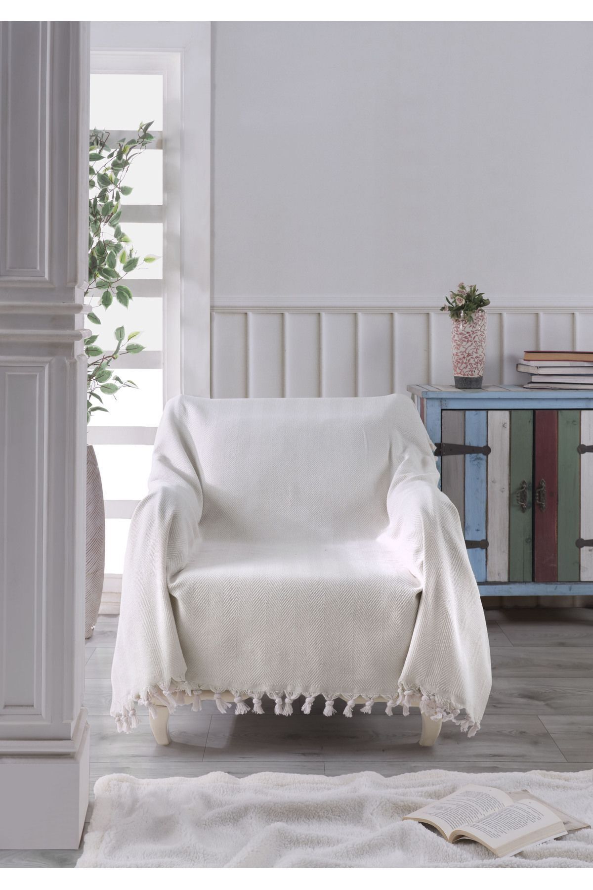 NATURAL BERJER KOLTUK ÖRTÜSÜ TEKLİ KOLTUK PETROL MAVİSİ 160x160