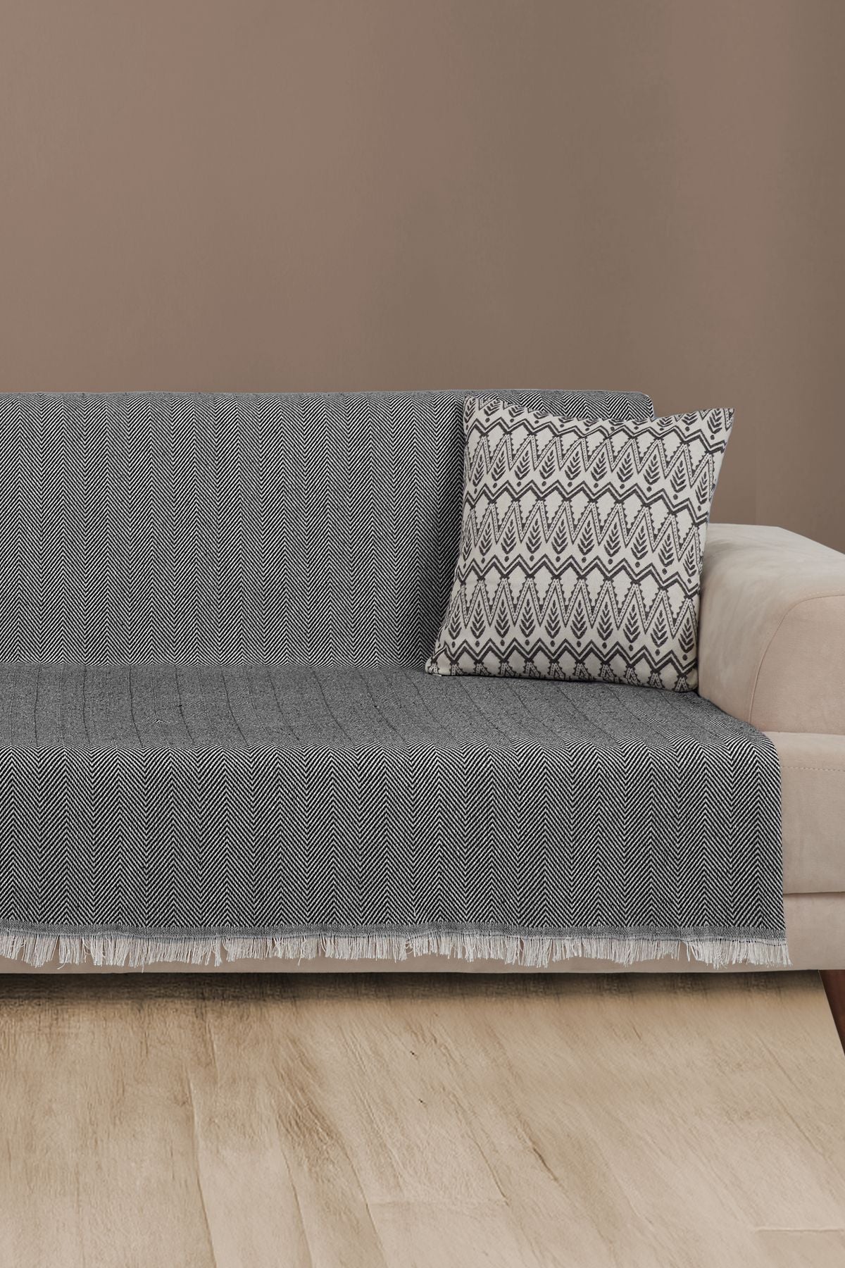 Saçaklı Koltuk Örtüsü | Koltuk Şalı 180x210cm Pamuk Bordo