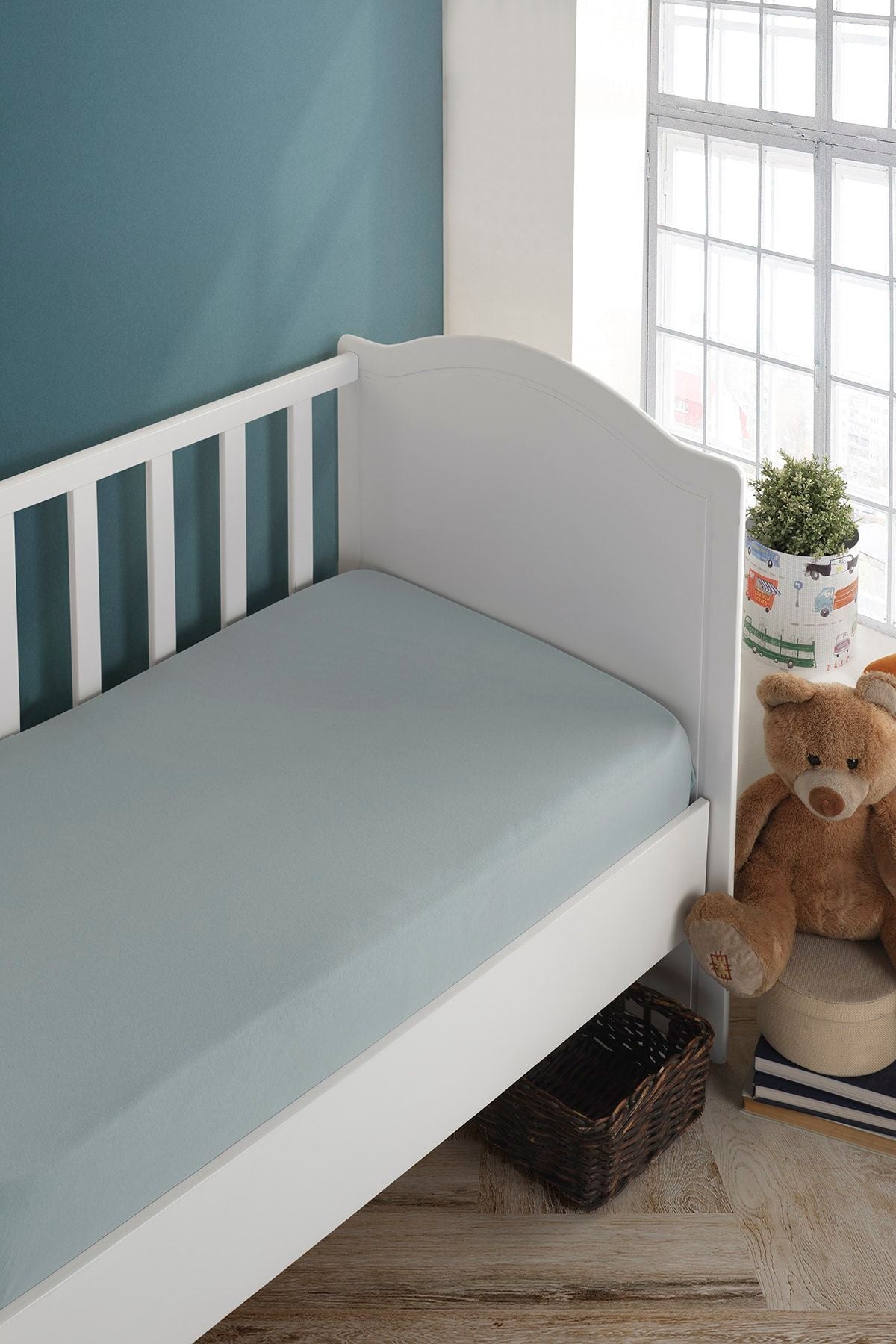 Bebek Çocuk Organik Pamuk Lastikli Penye Çarşaf 60x120 - 70x140 Uyumlu Mint