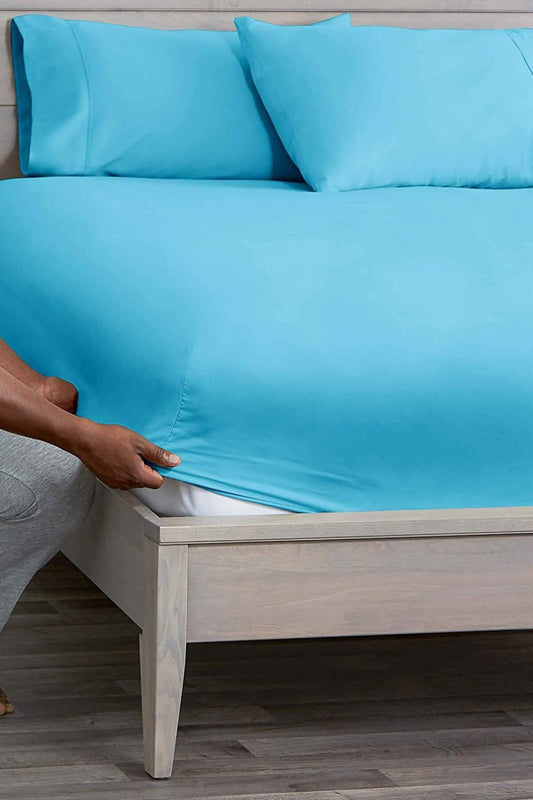100x200 Tek Kişilik Lastikli Penye Çarşaf %100 Pamuk Turkuaz