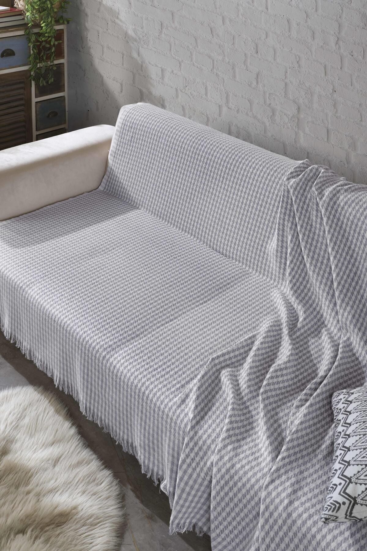 170x210 Kazayağı Antrasit Koltuk Örtüsü