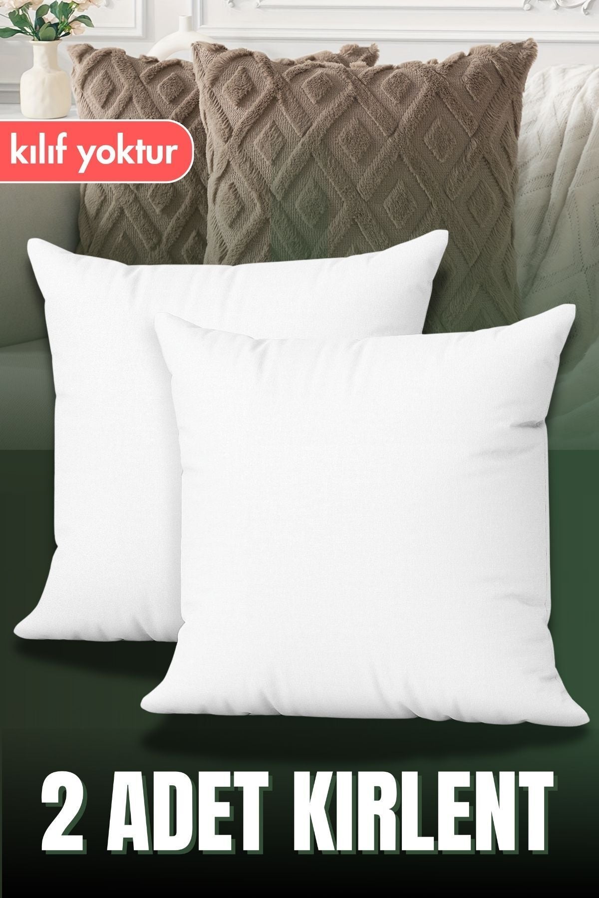2'li 45x45 cm Kırlent | İç Yastık | Dolgulu | KILIFSIZ- Şık - Modern Tasarım, Yumuşak, Ev Dekorasyon